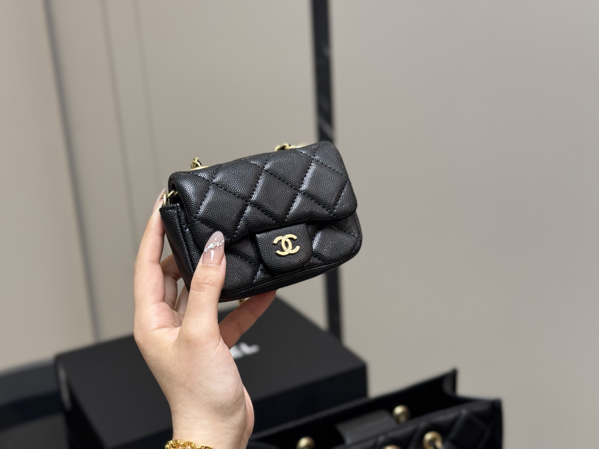 Chanel tote shopping bag and mini small bag set