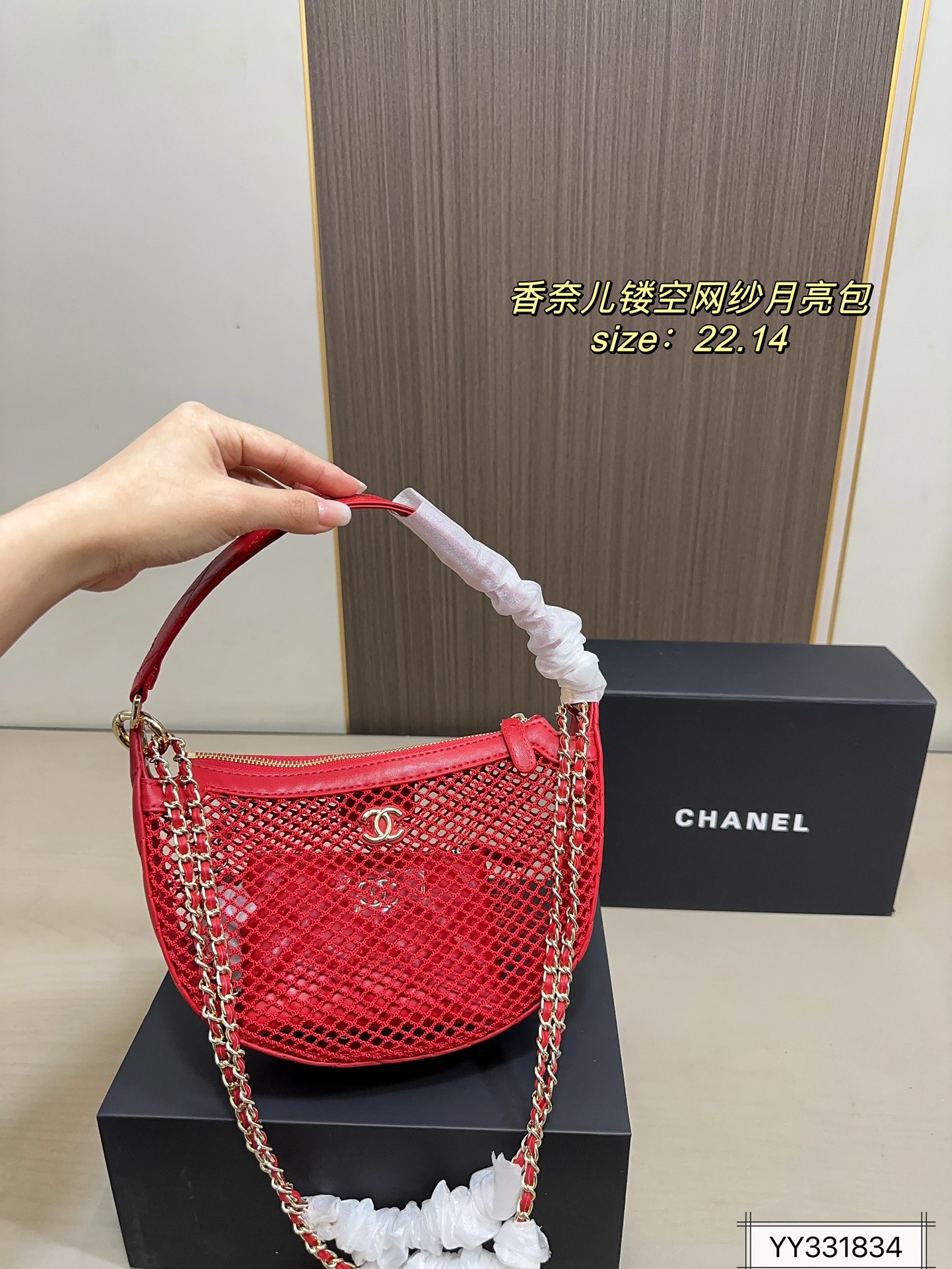 CHANEL 25s skeletonized mesh Moon bag