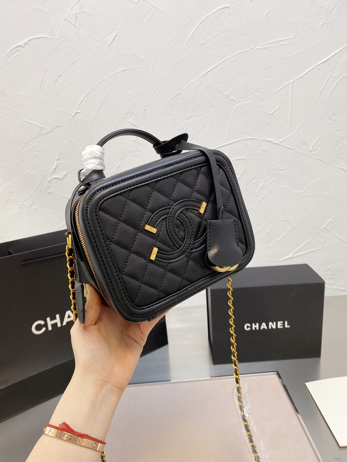 Chanel box cosmetic bag