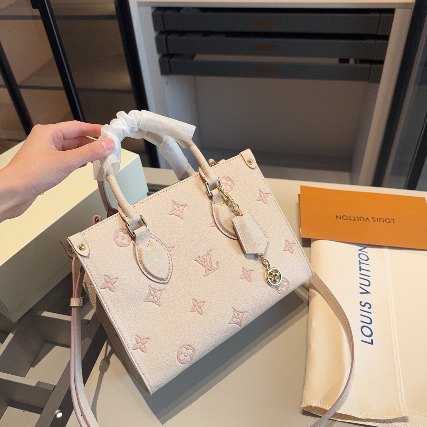 LV Strawberry Milk Series Tote Bag High Version