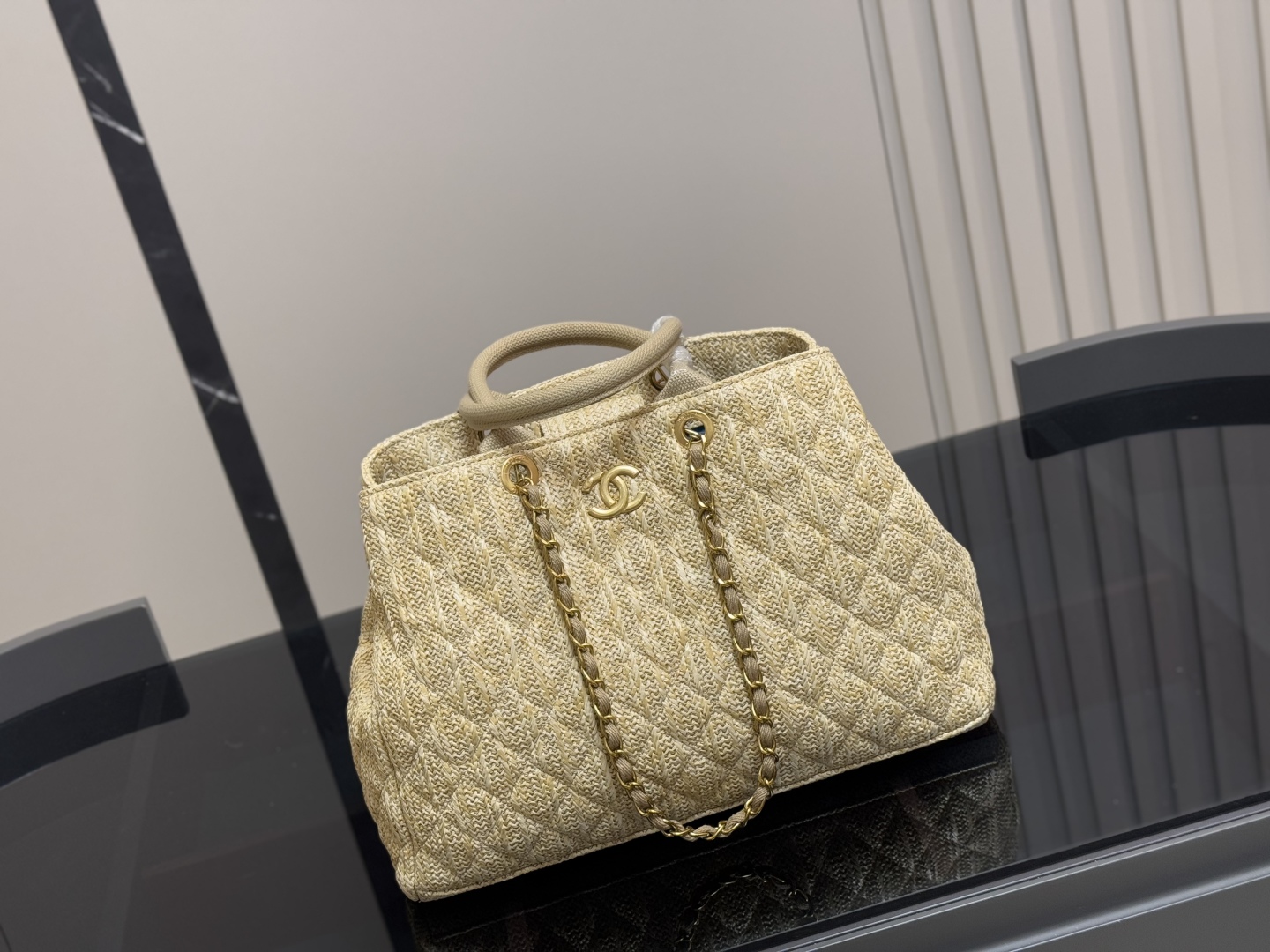 Chanel straw shopping bag