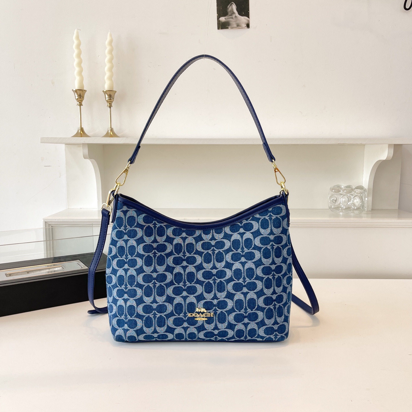 Coach Fabric Shoulder Crossbody Tote Hobo Bag