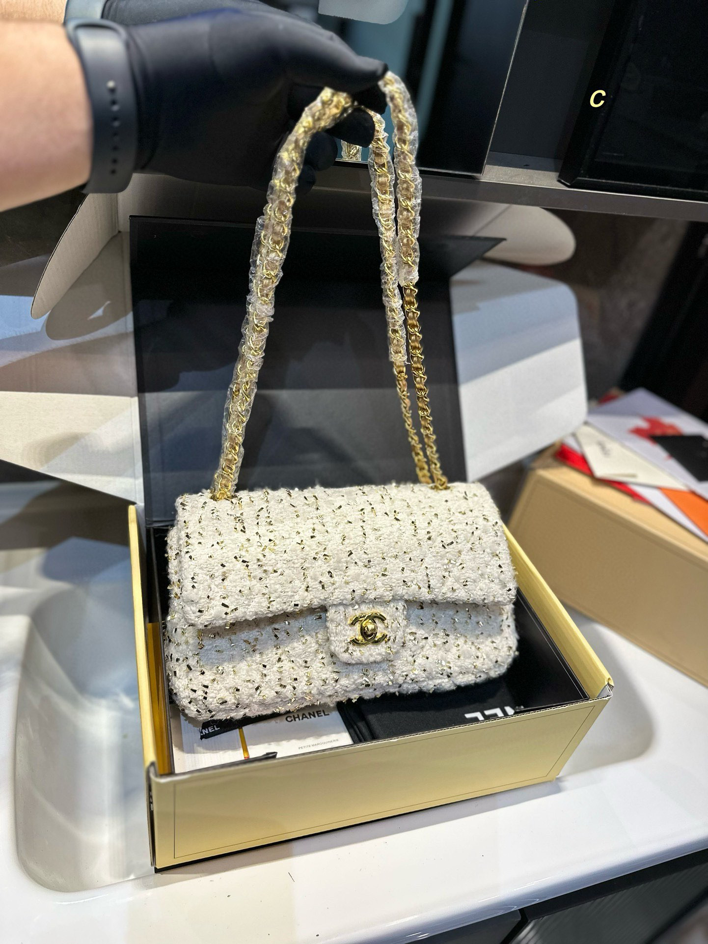 Chanel woolen CF bag