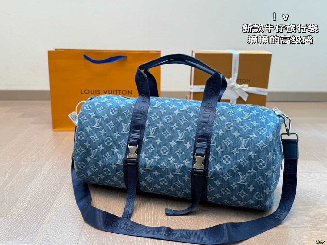 LV new denim travel bag