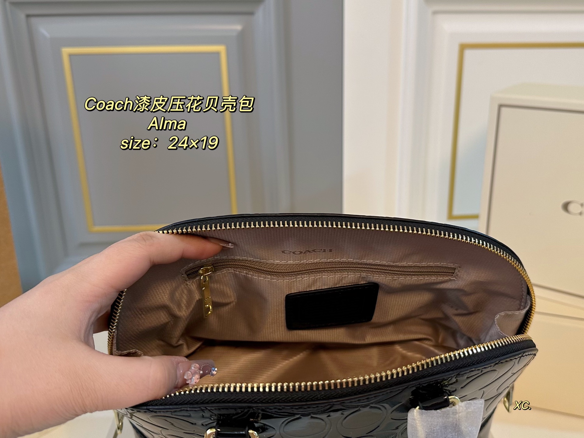 Louis Vuitton's new patent leather embossed alma shell bag