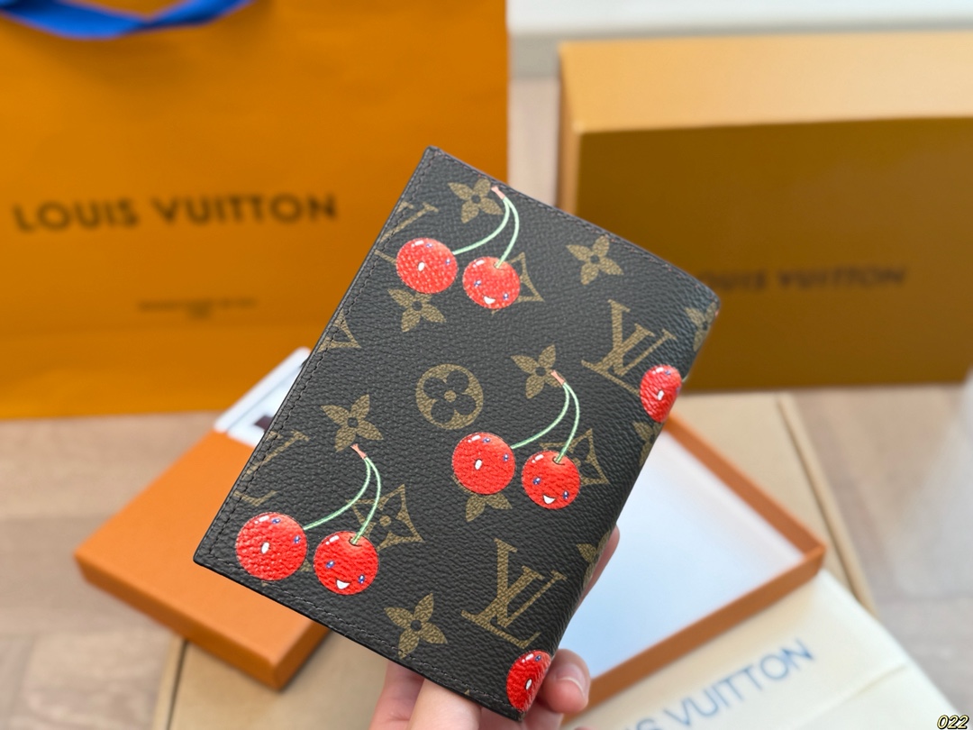 LV cherry passport holder