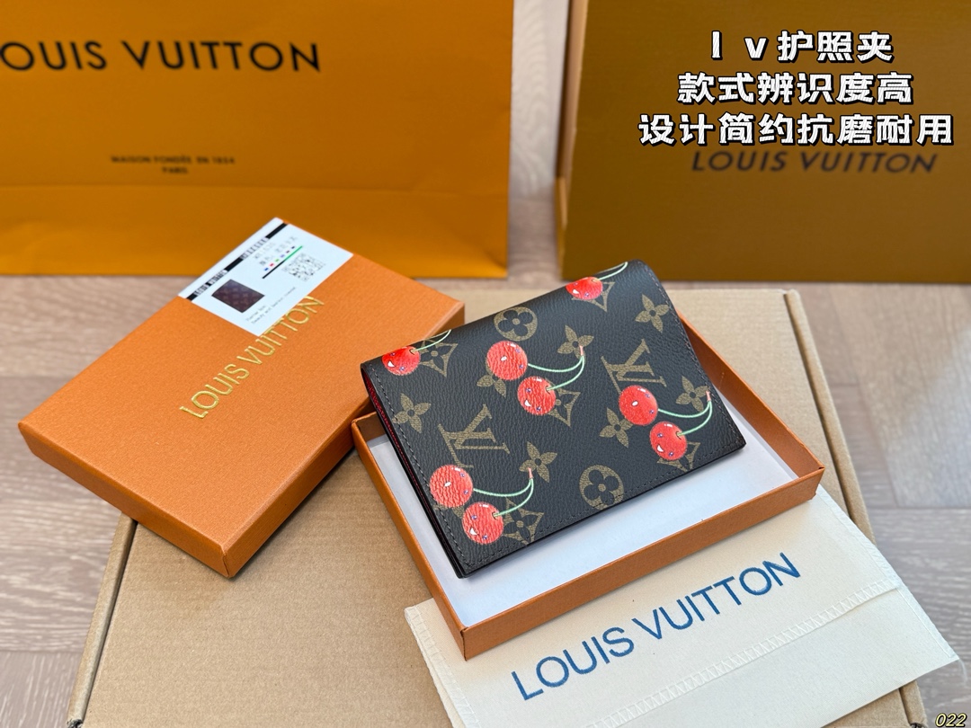 LV cherry passport holder