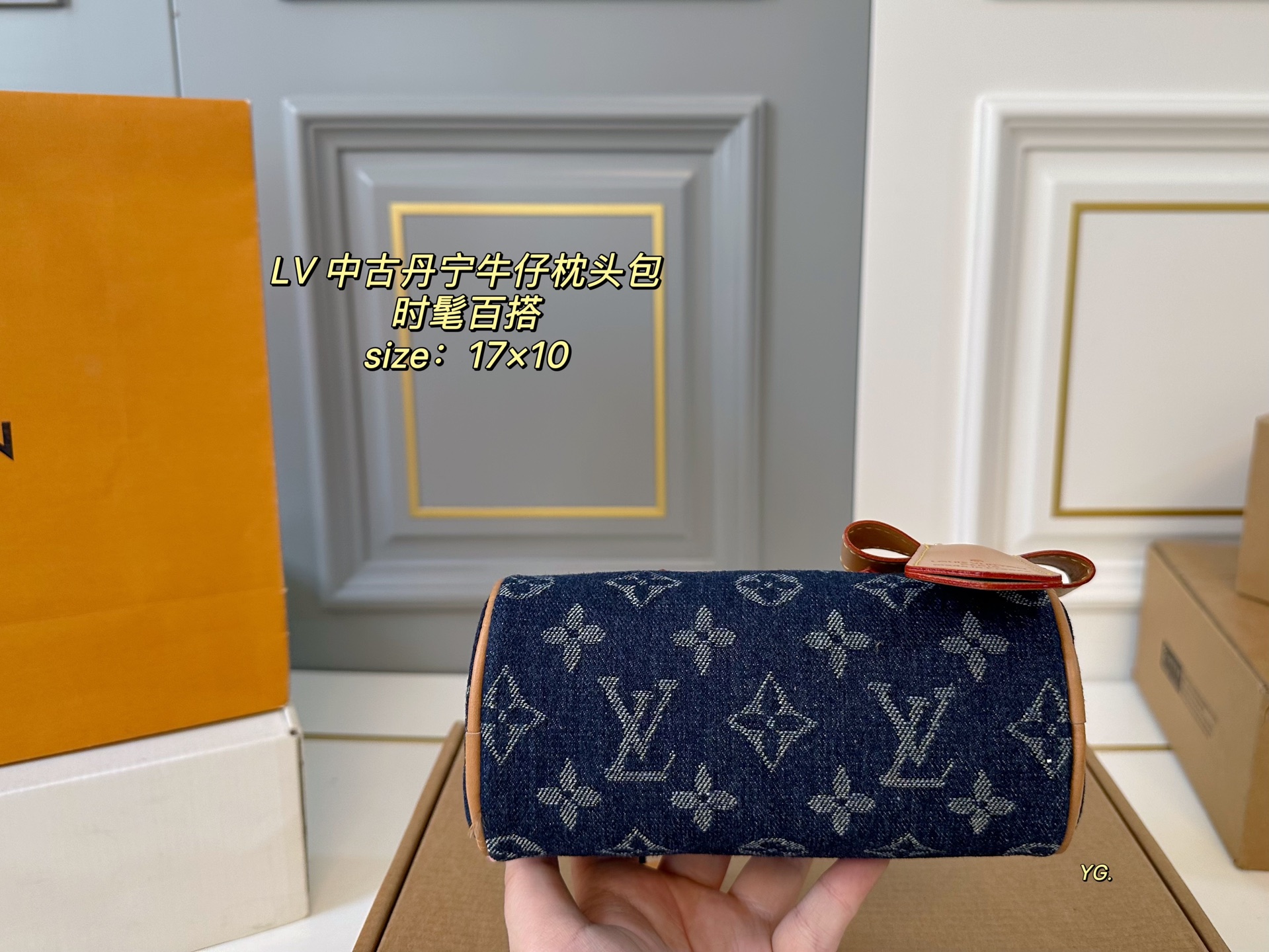 Louis Vuitton speedy denim denim pillow bag