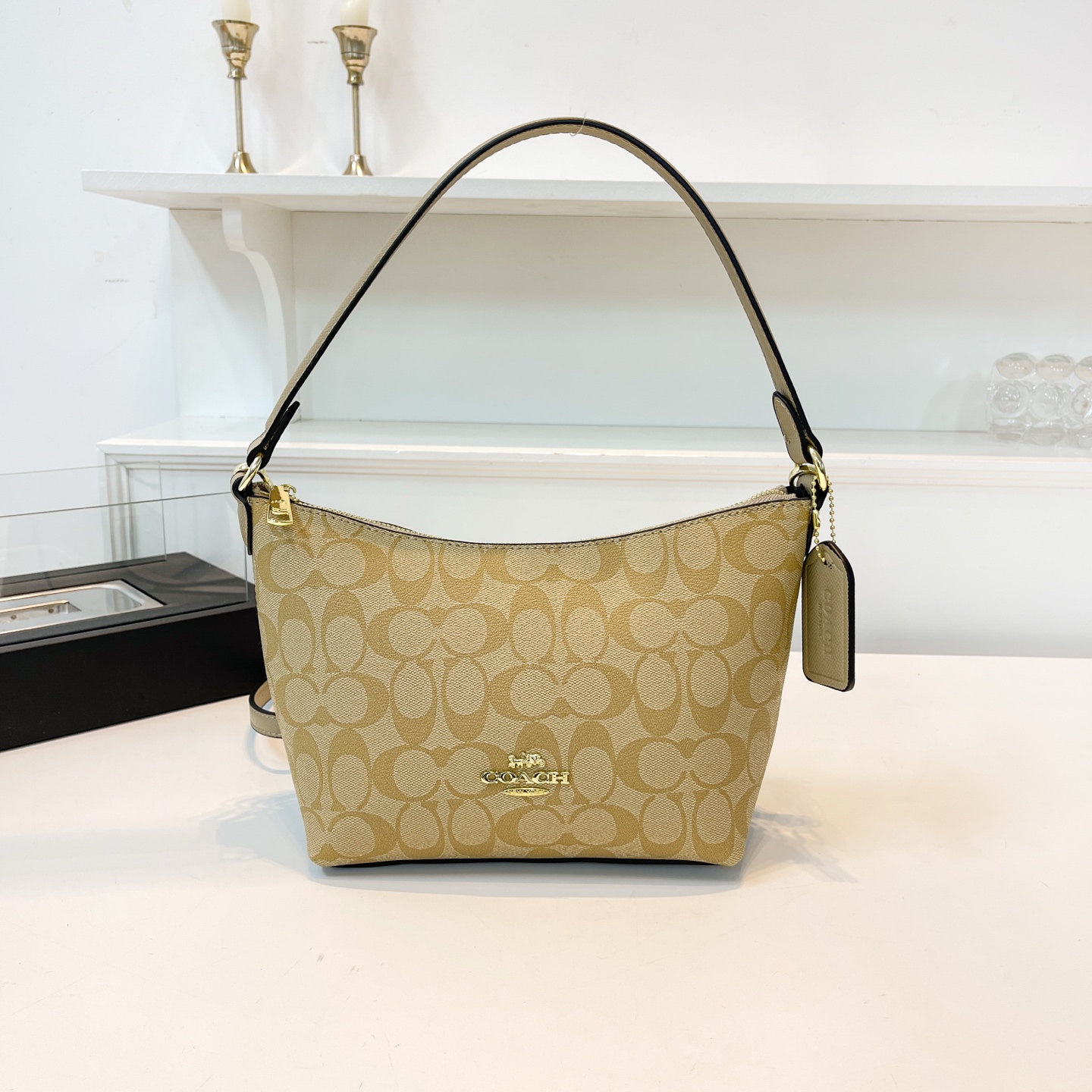 Coach Crescent Underarm Bag Crossbody Handbag Presbyopic Zipper Women's Bag