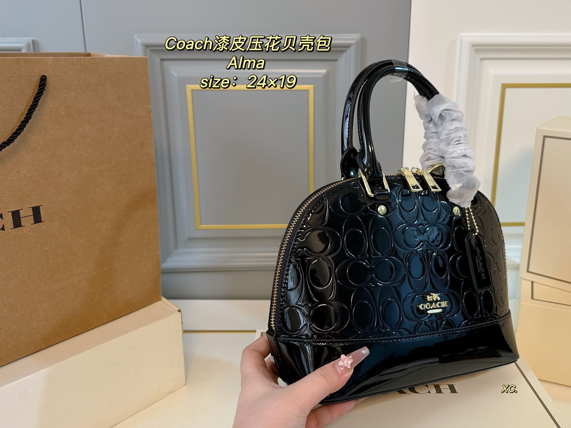 Louis Vuitton's new patent leather embossed alma shell bag