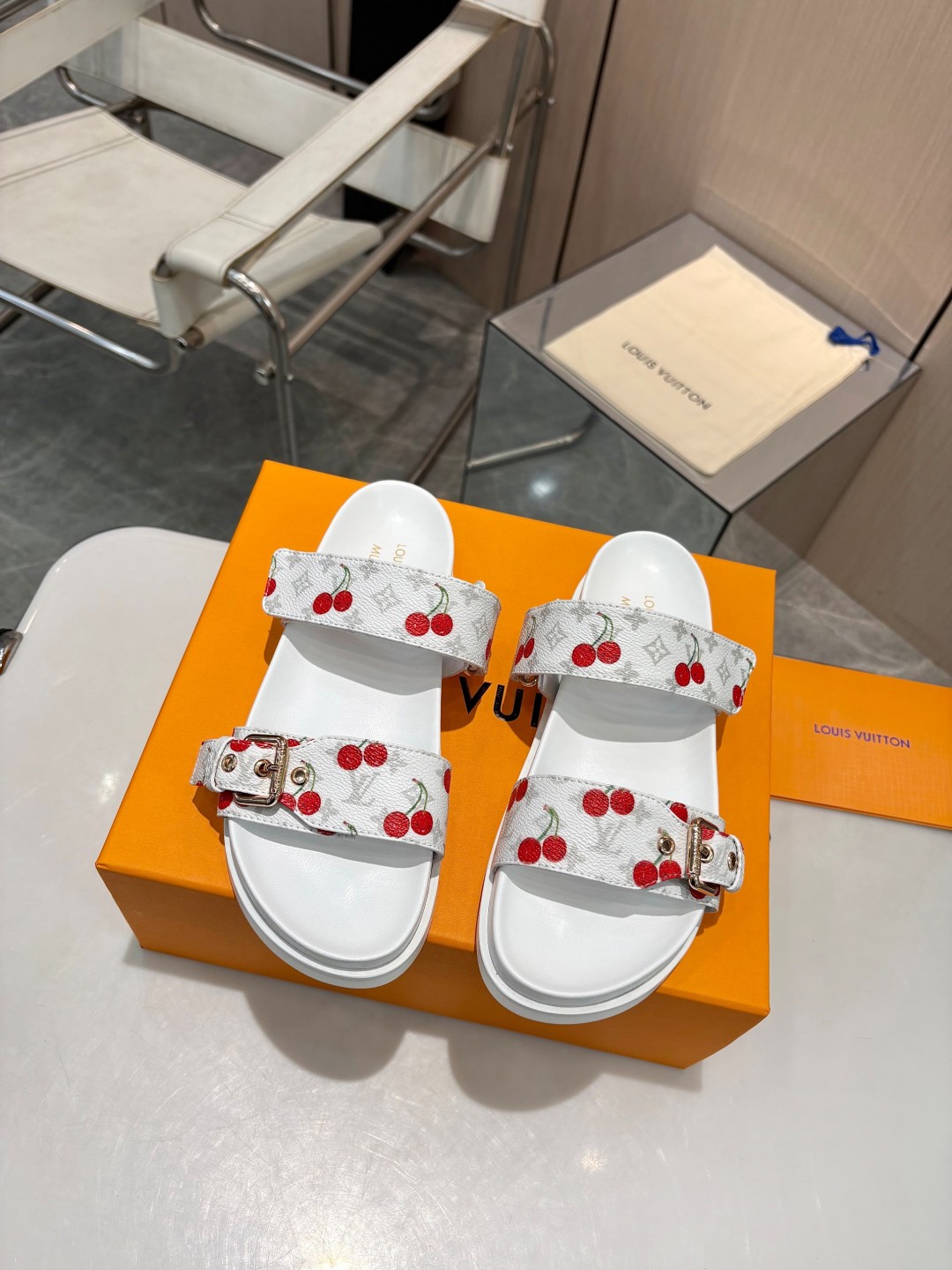 LV cherry slippers