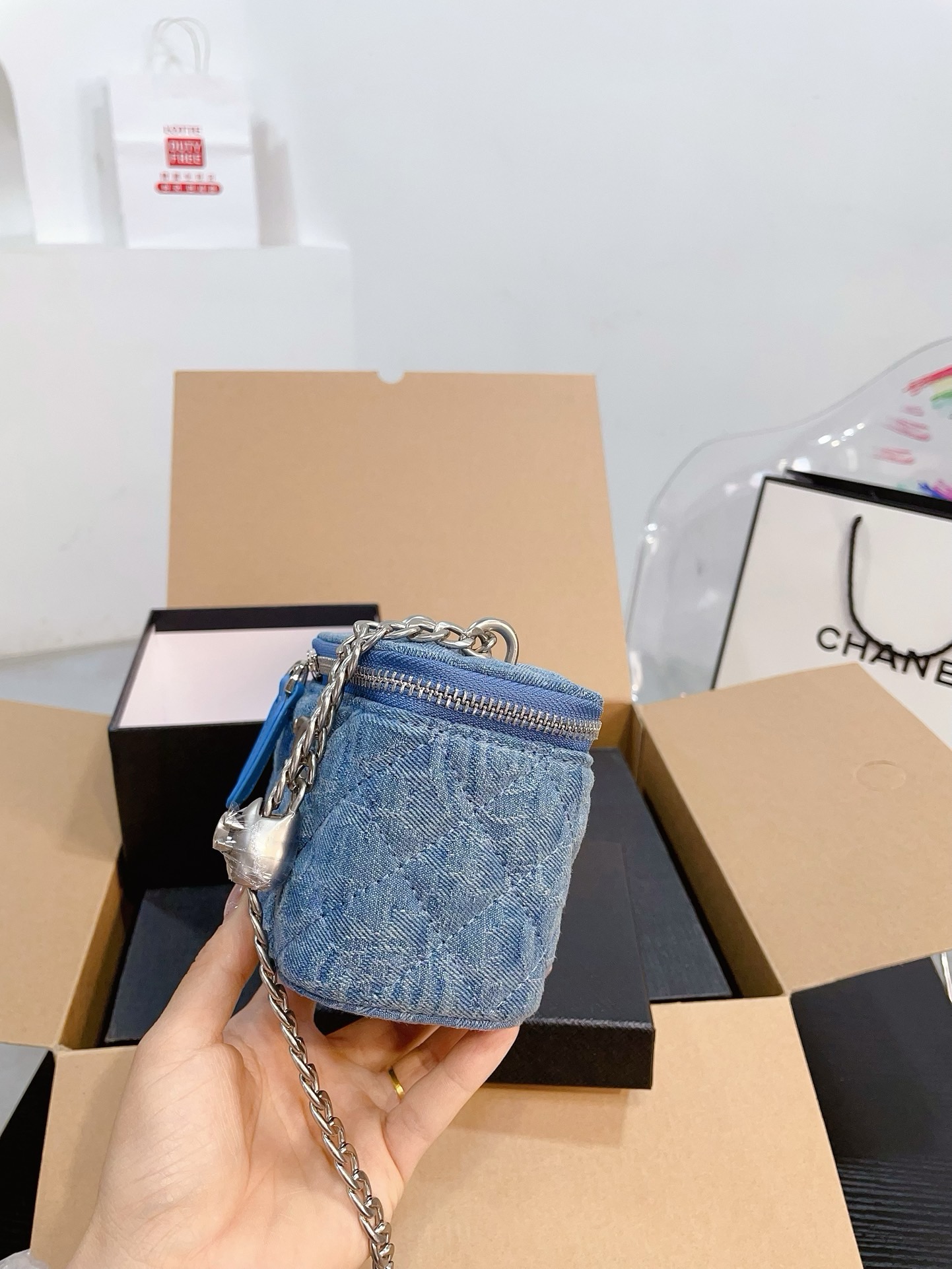 Chanel denim heart ball bag