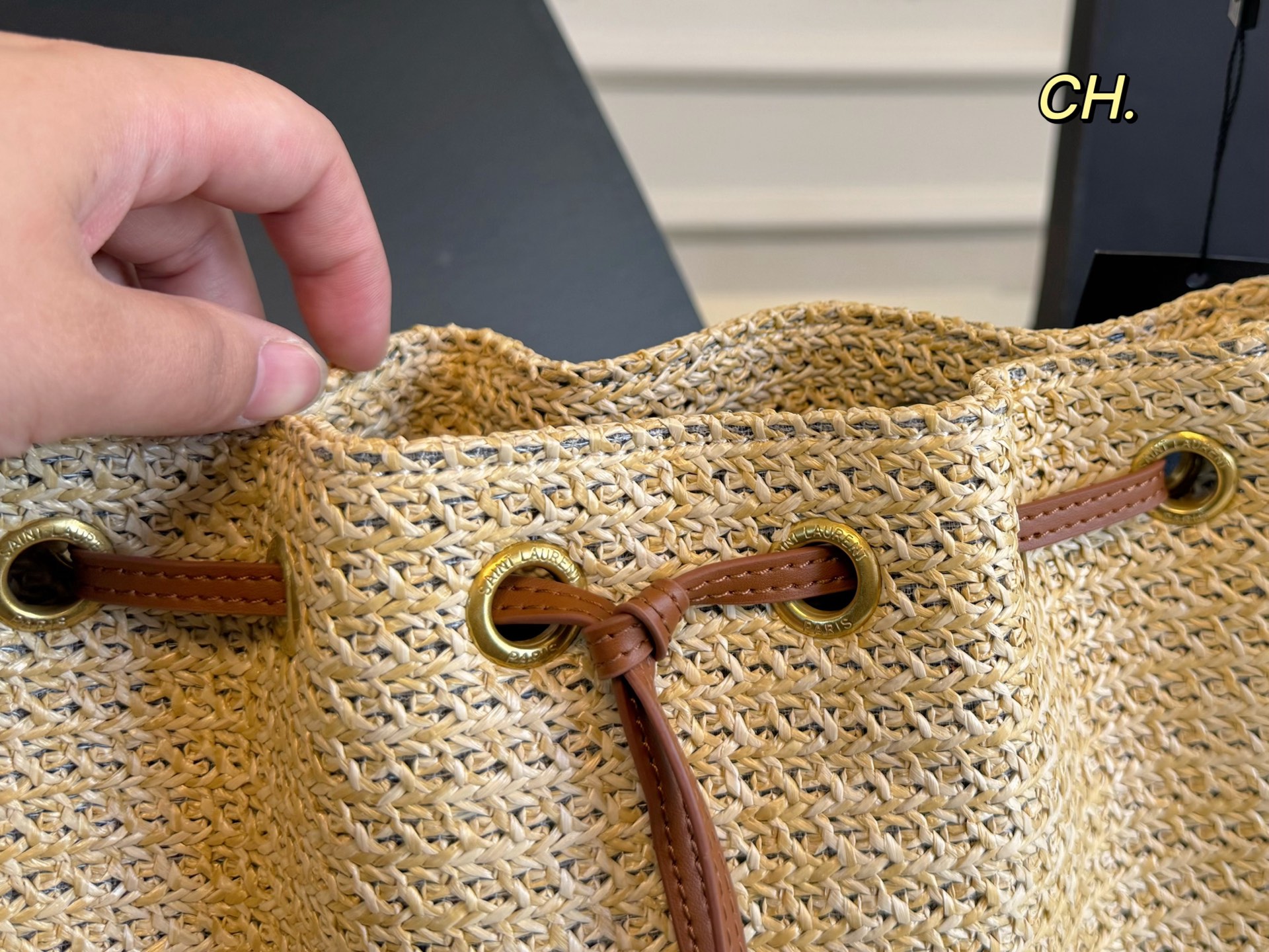 YSL straw woven summer mother's armpit bag