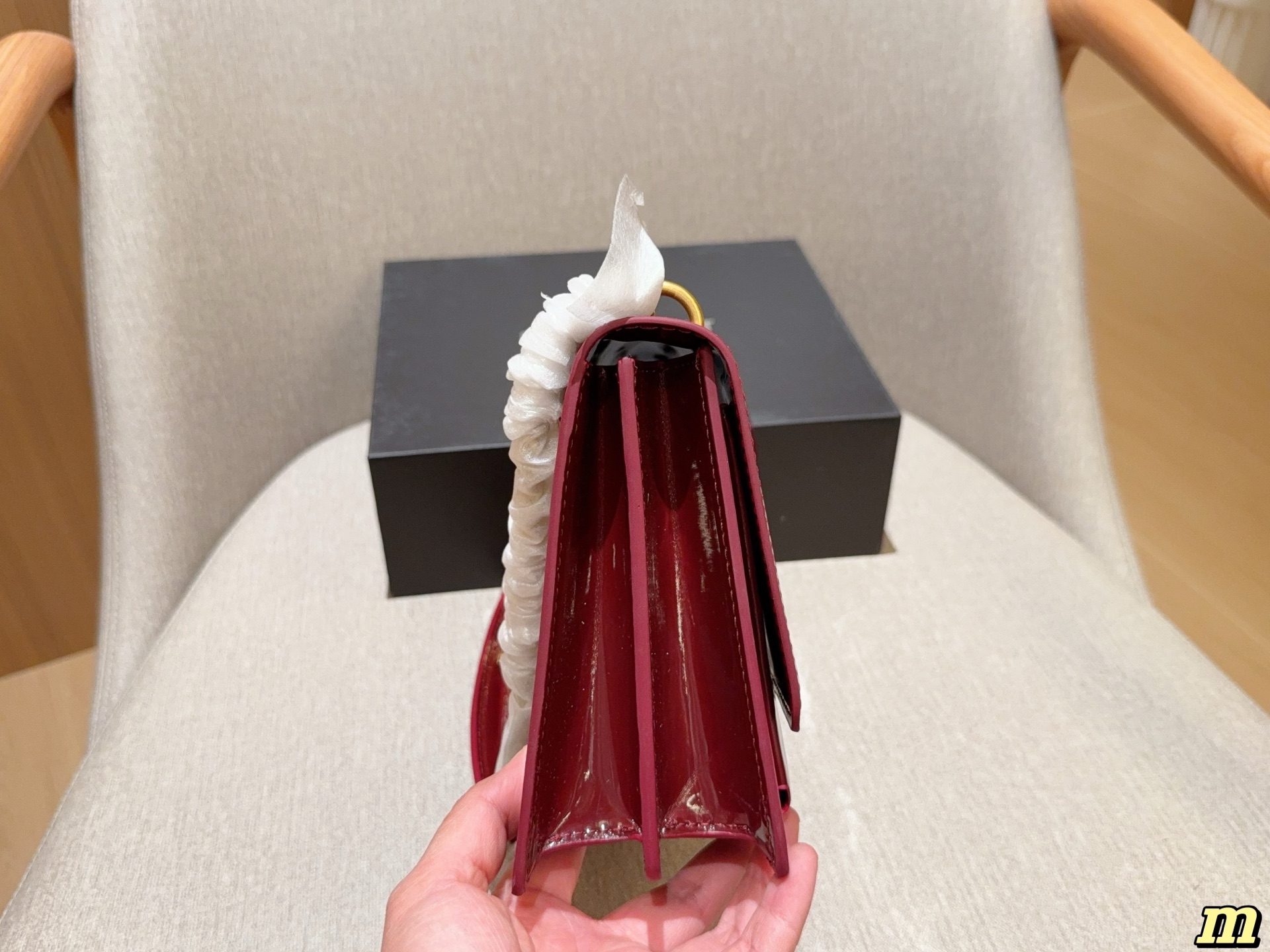 YSL patent leather flip-top chain organ bag