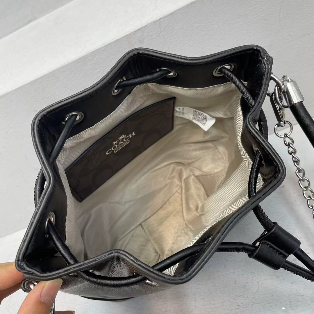 Coach Drawstring Bucket Bag Presbyopia Mini Handle Shoulder Crossbody Bag