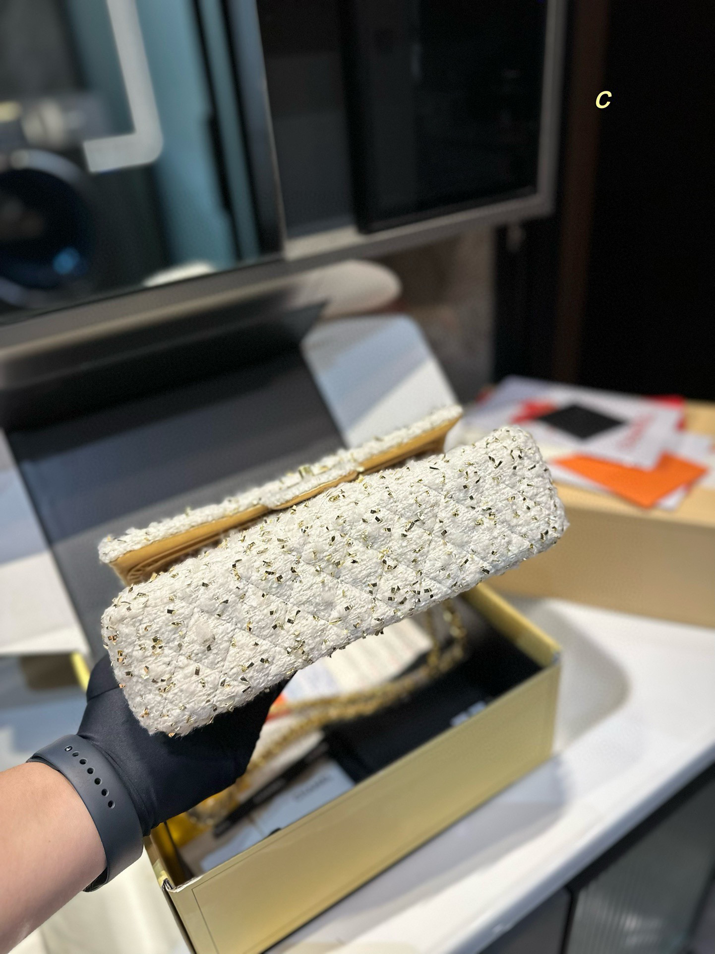 Chanel woolen CF bag