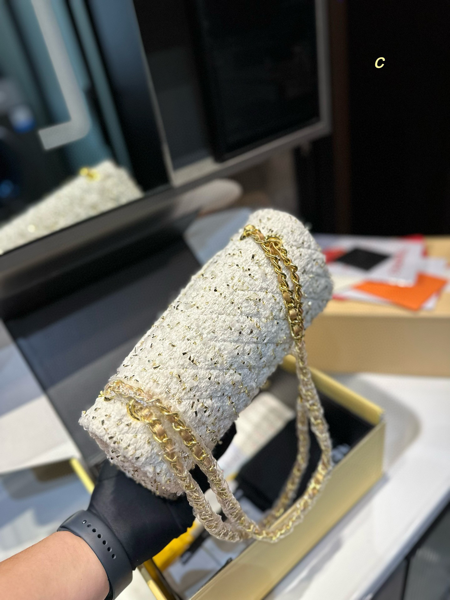 Chanel woolen CF bag