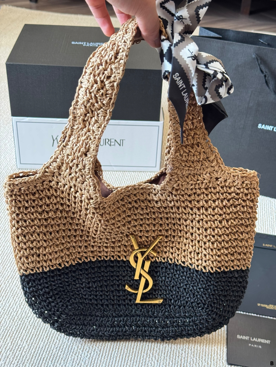 YSL woven tote bag is lightweight and practical