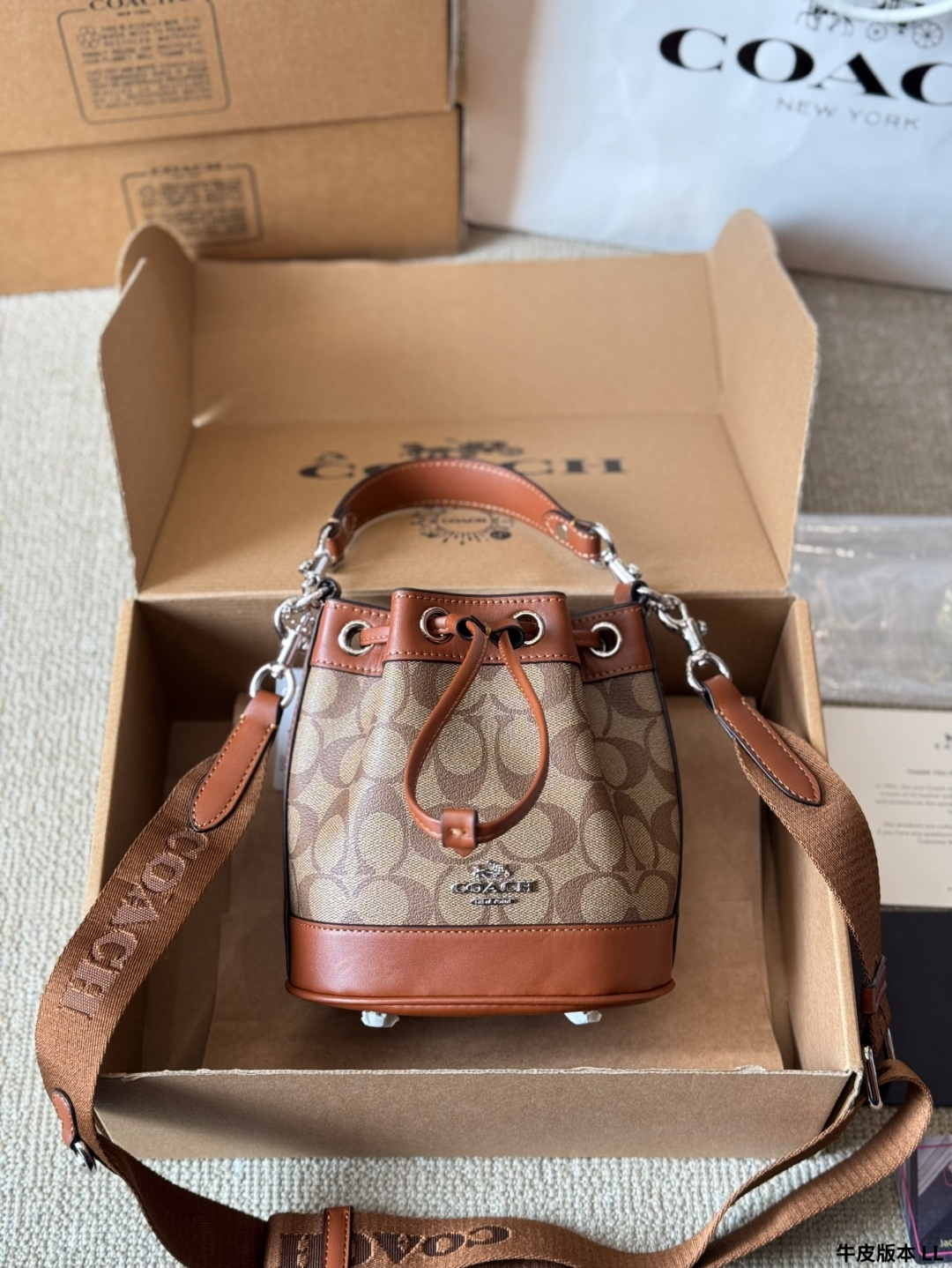 Cowhide version coach dempsey mini mini bucket bag new women's bag