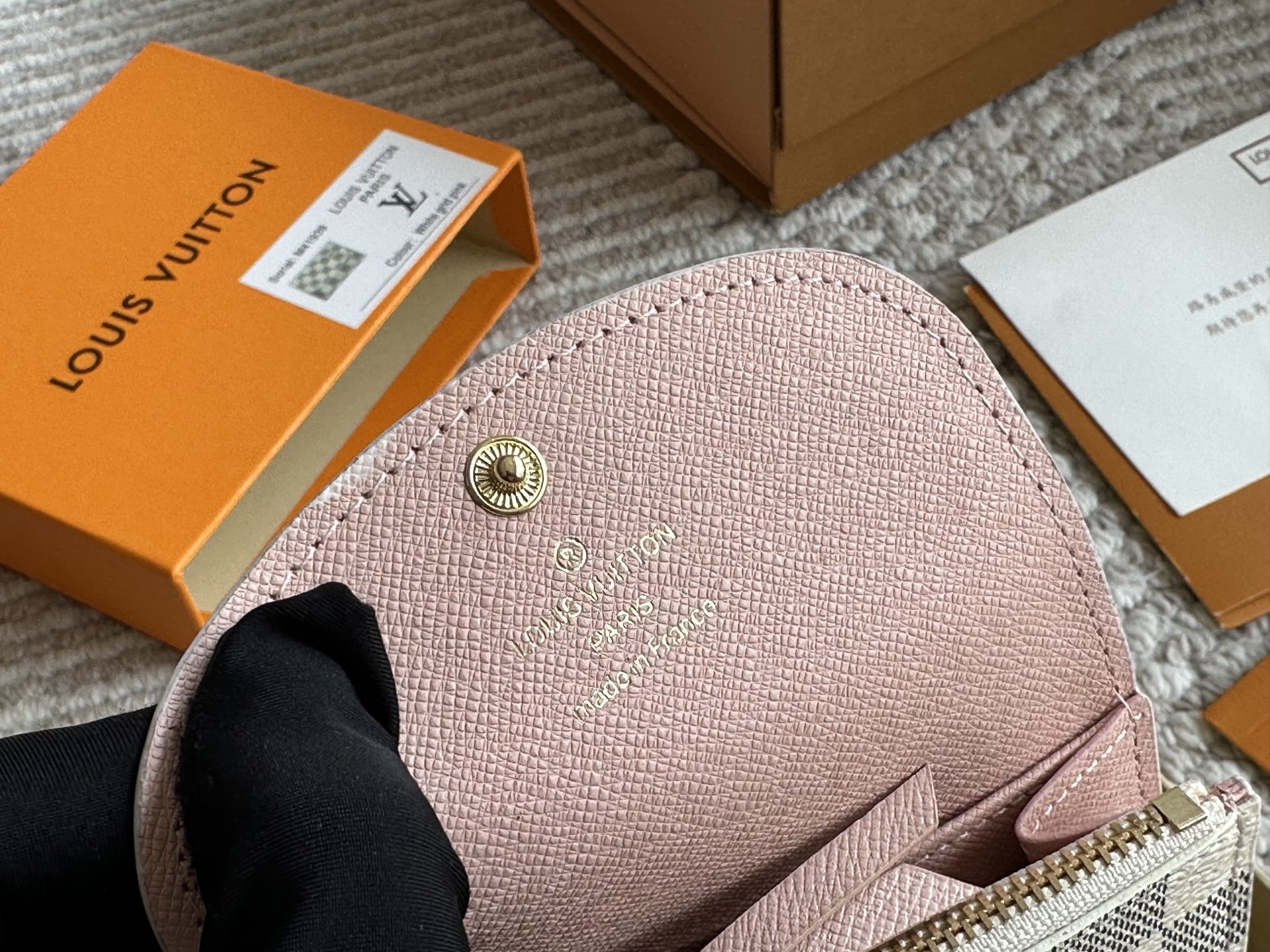 LV white checkered coin purse