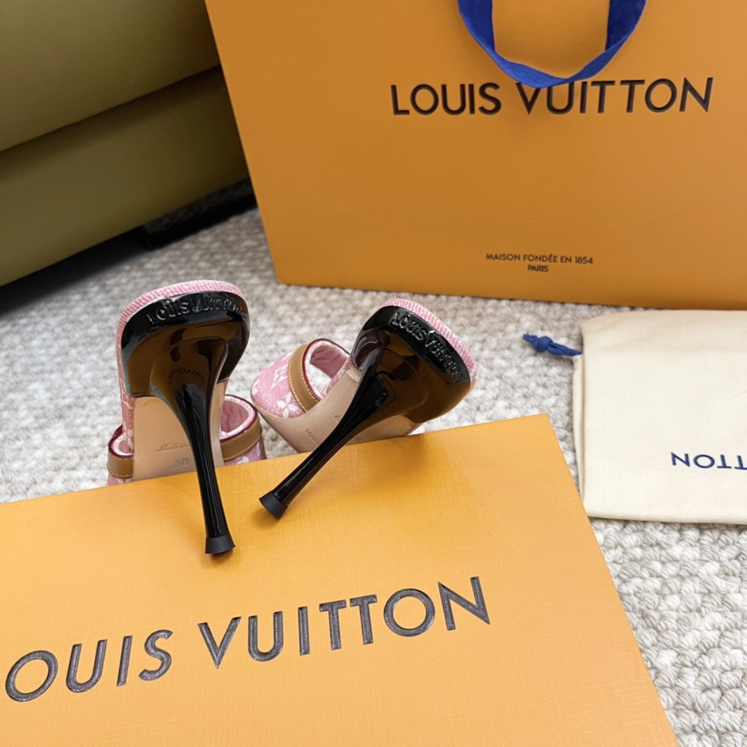 LV spring denim pink high heels