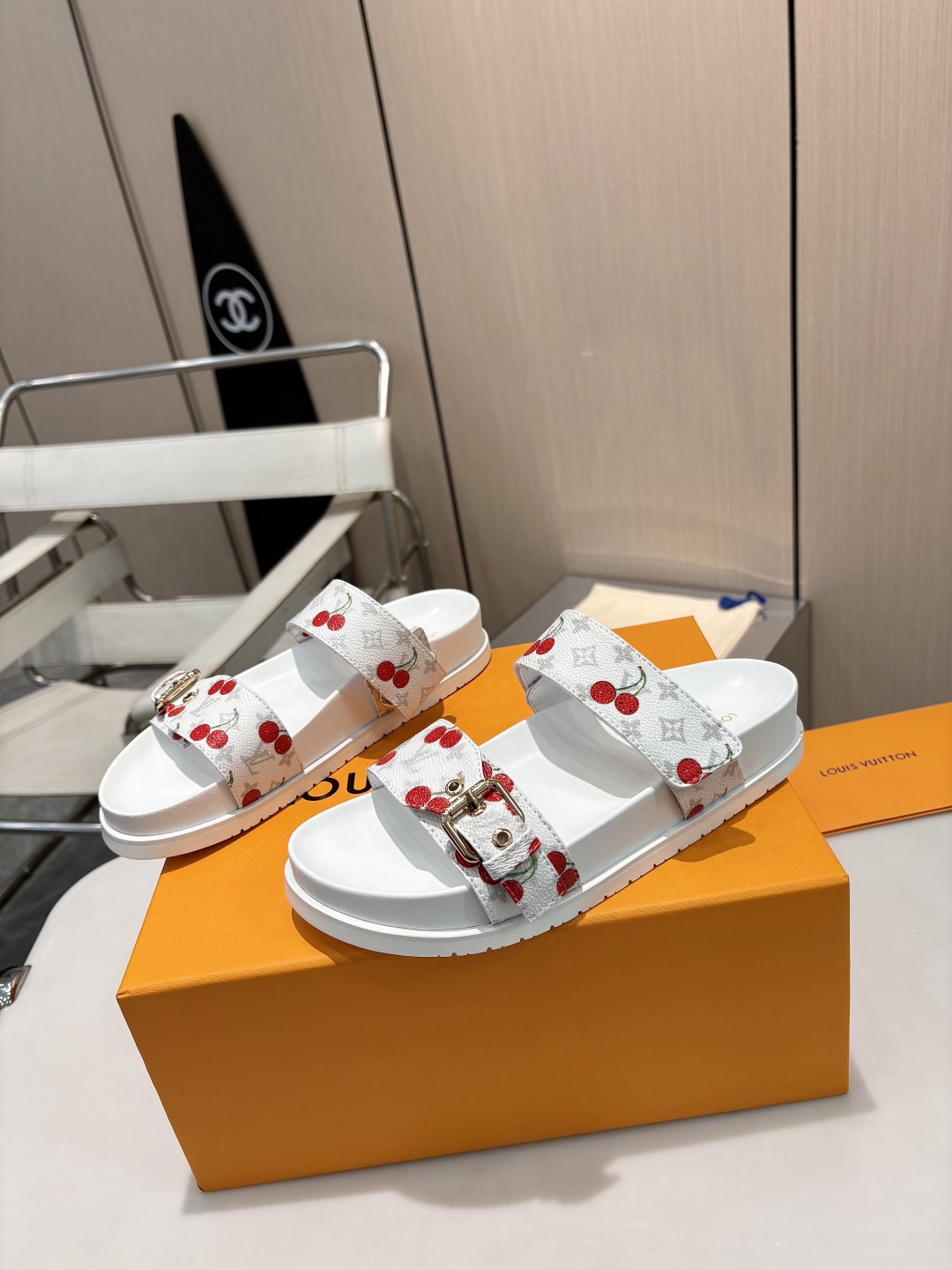 LV cherry slippers