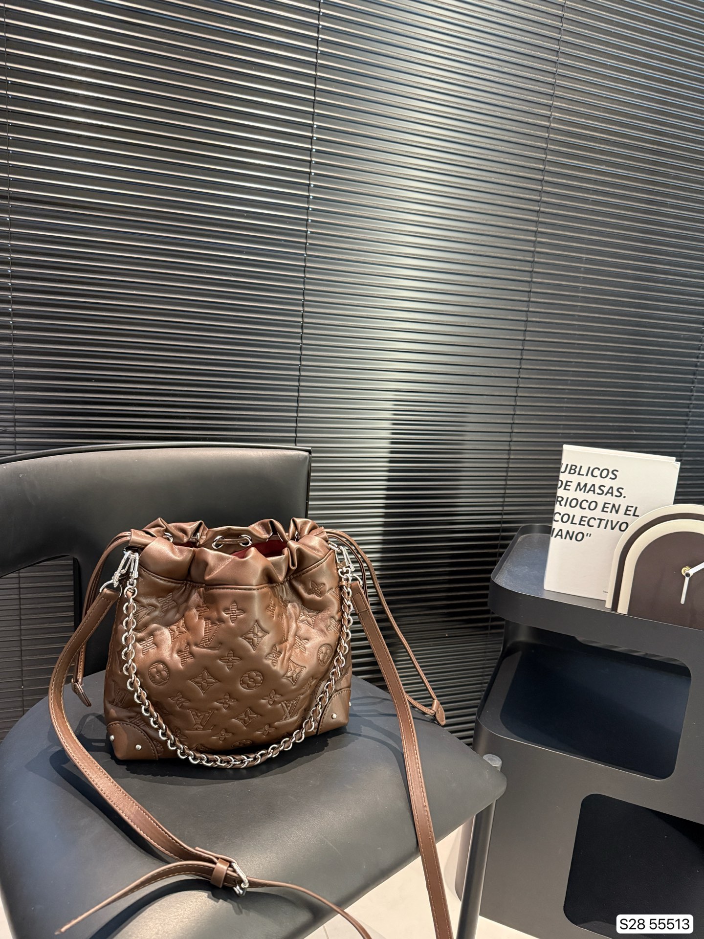 LV embossed bucket bag