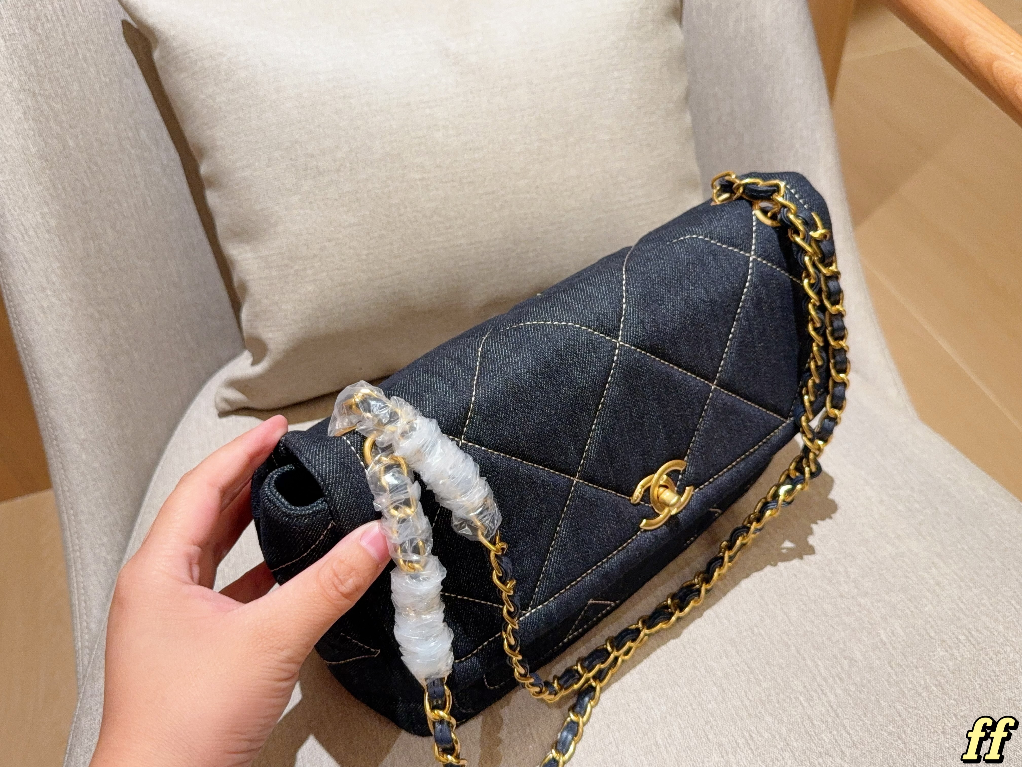 Chanel denim chain bag