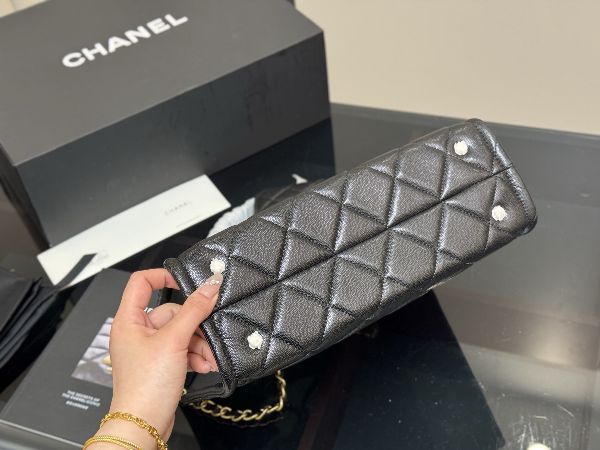 Chanel tote shopping bag and mini small bag set