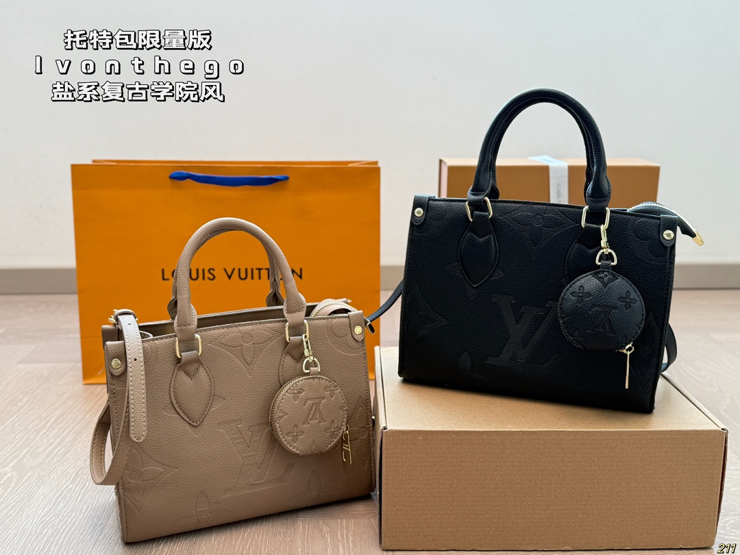 LV tote bag limited edition lvonthego salt retro college style