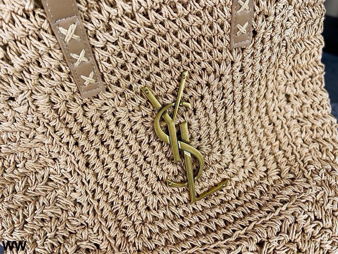 YSL raffia grass woven shopping bags