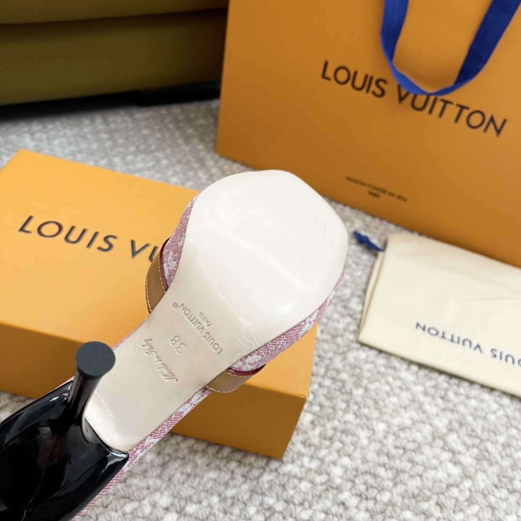 LV spring denim pink high heels