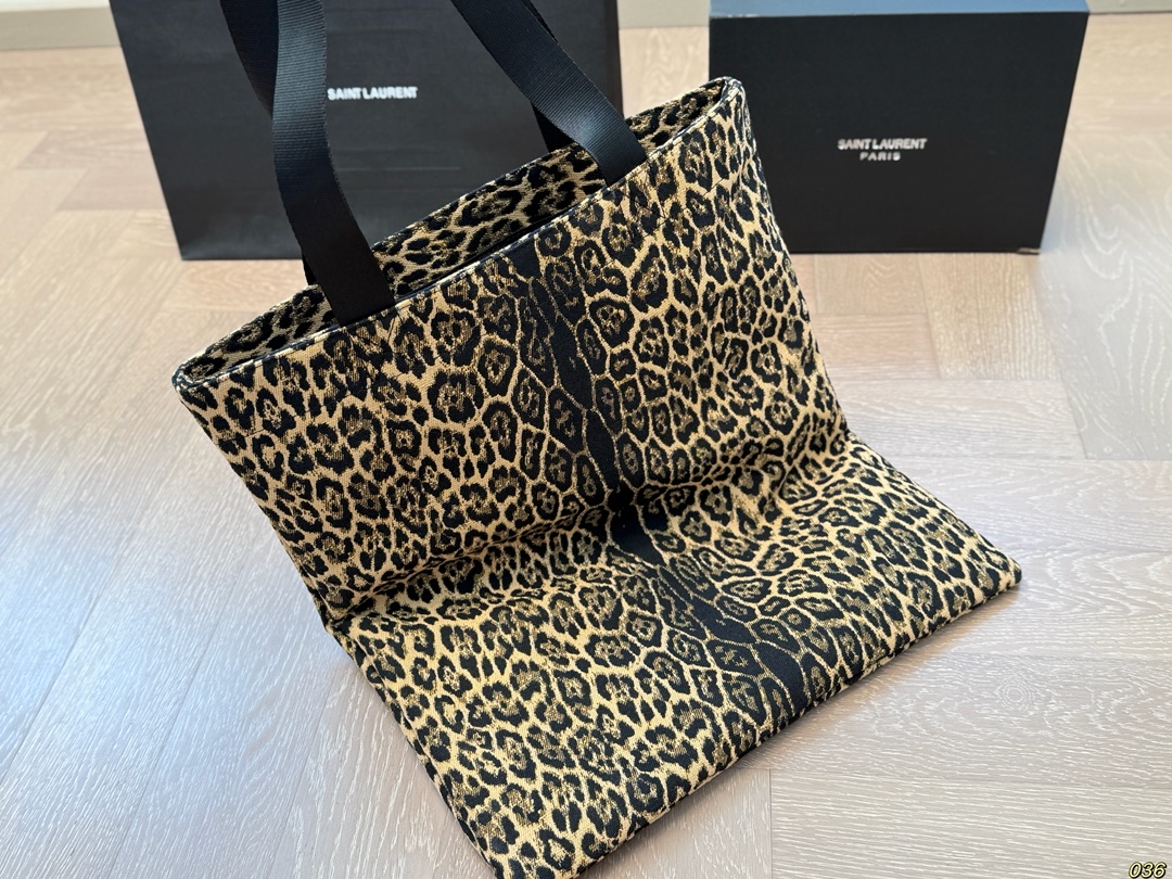 YSL leopard print tote bag