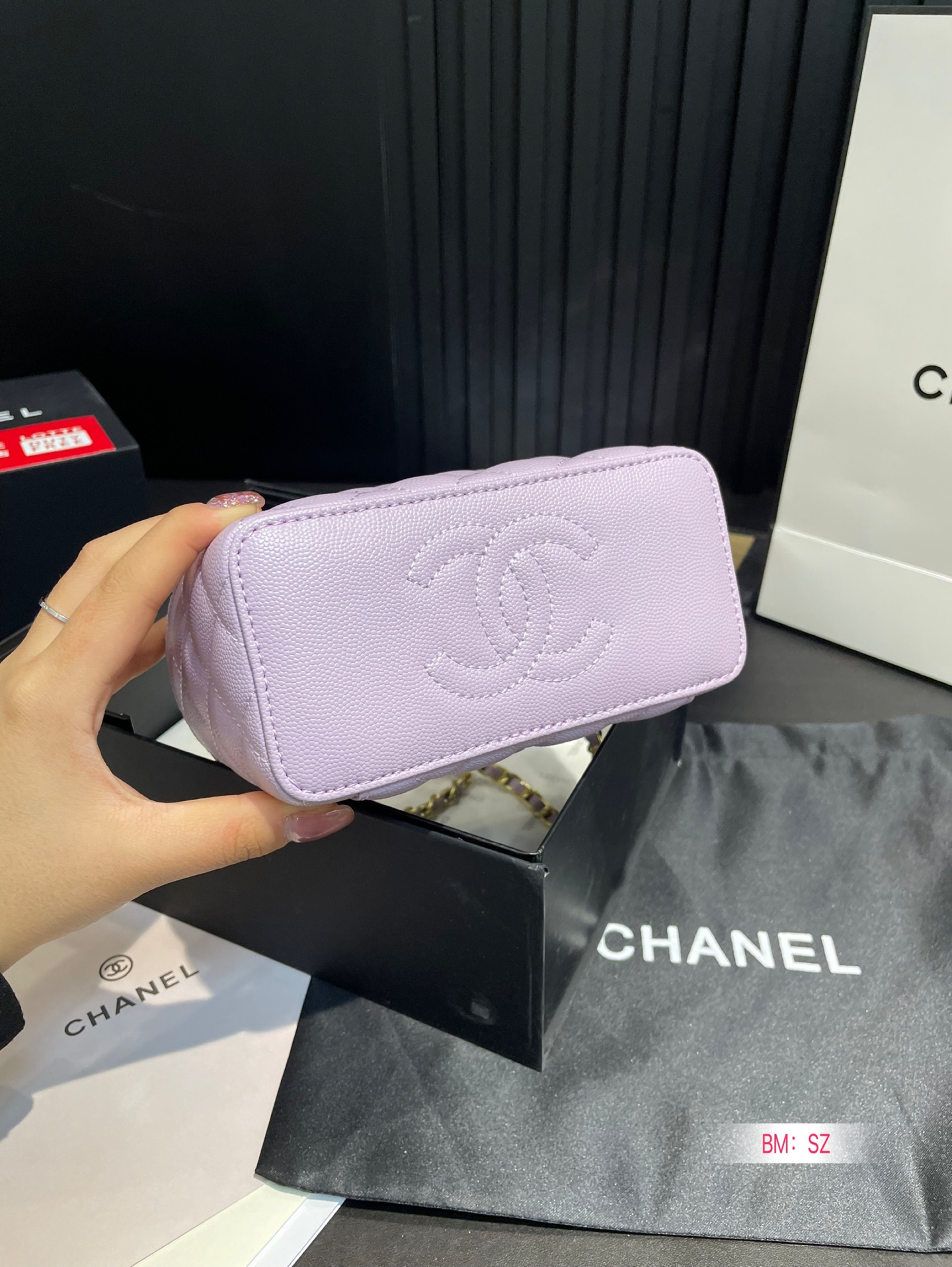 Chanel handle makeup small box bag