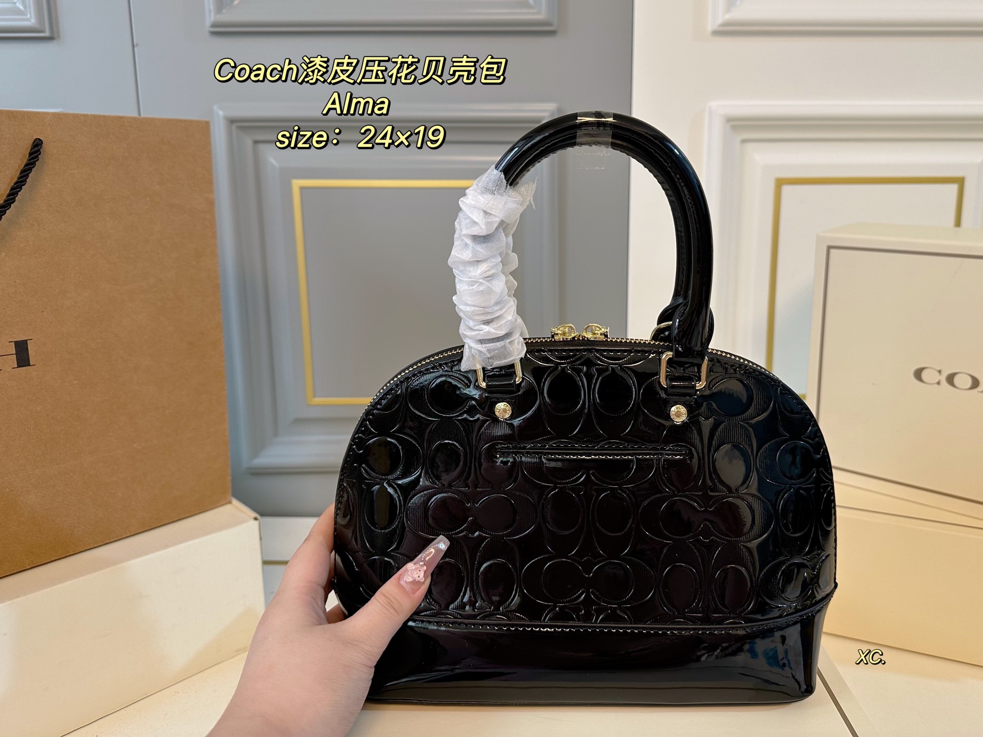Louis Vuitton's new patent leather embossed alma shell bag