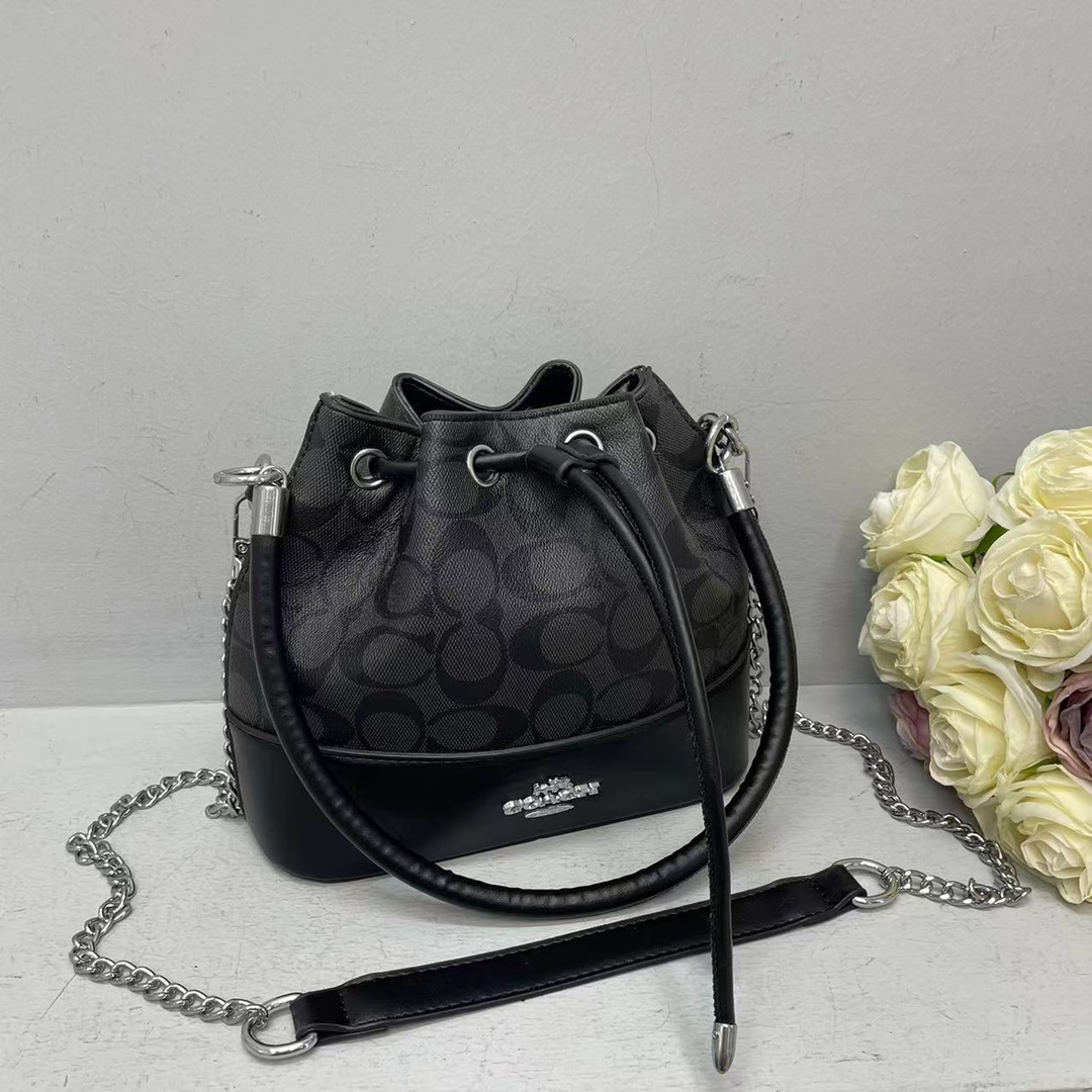 Coach Drawstring Bucket Bag Presbyopia Mini Handle Shoulder Crossbody Bag