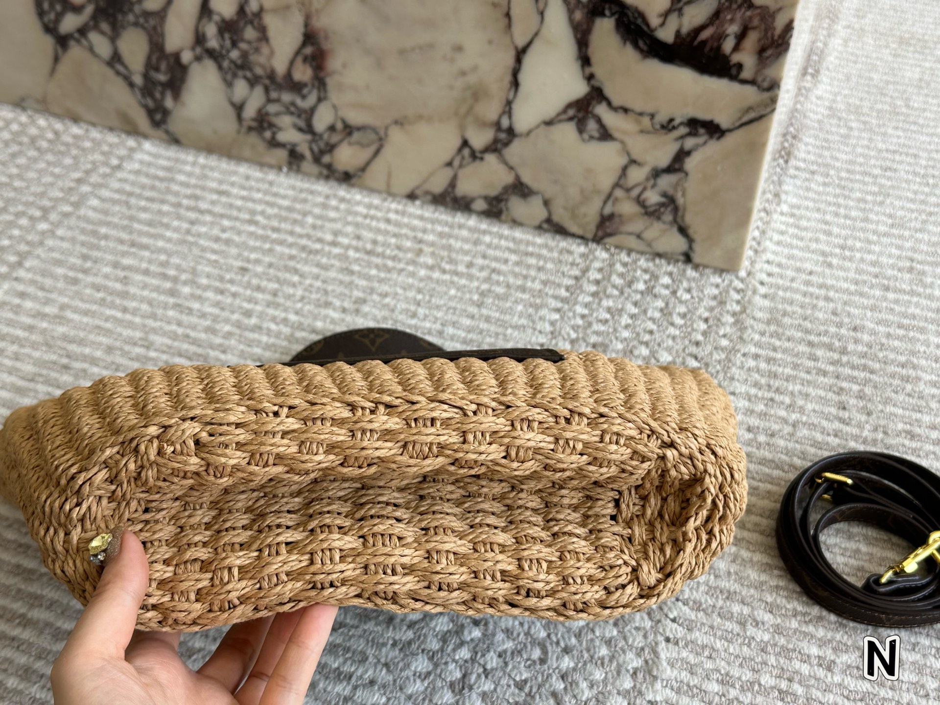LV straw woven bag hand crossbody casual