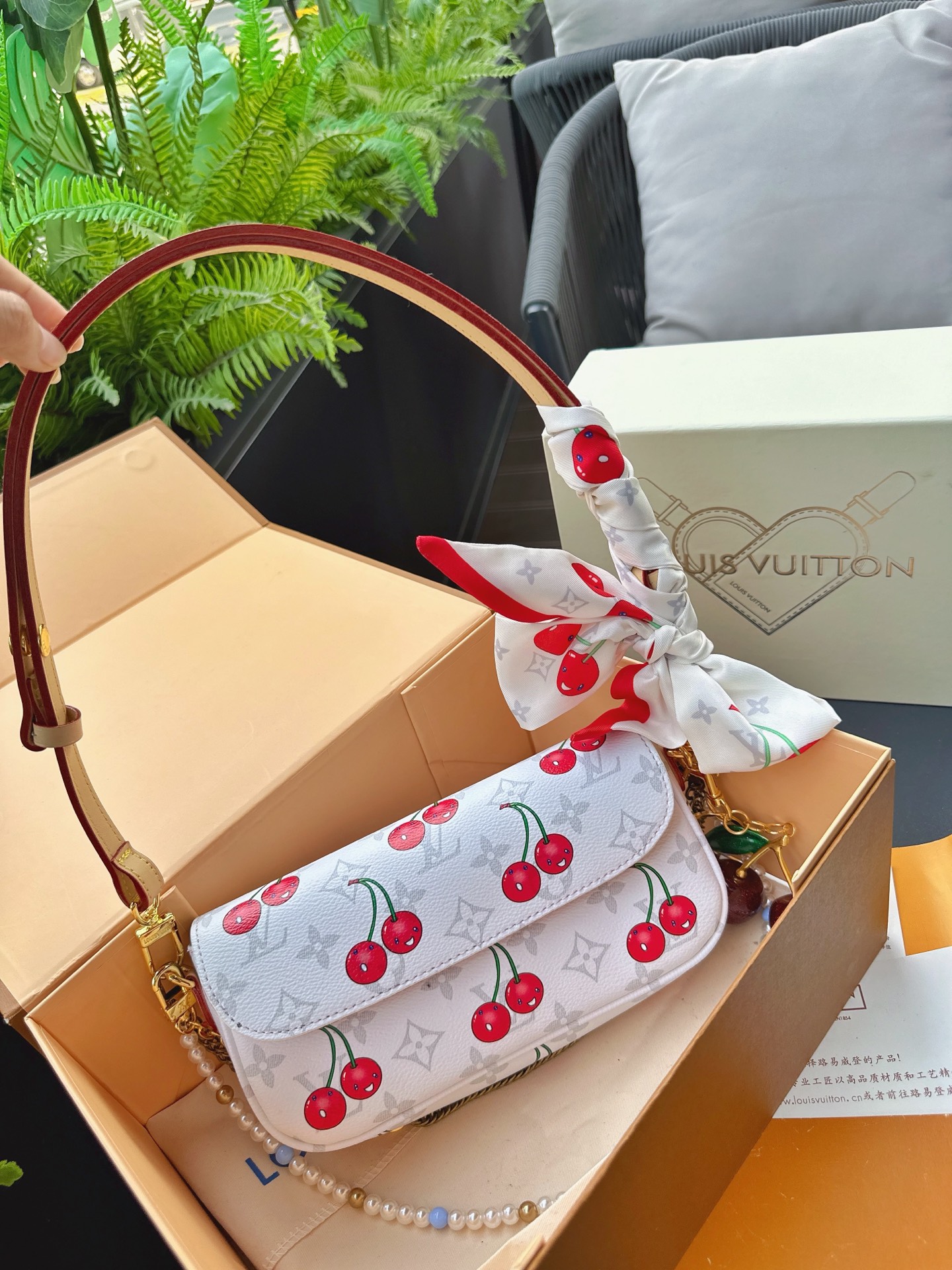LV ivy woc cherry bag