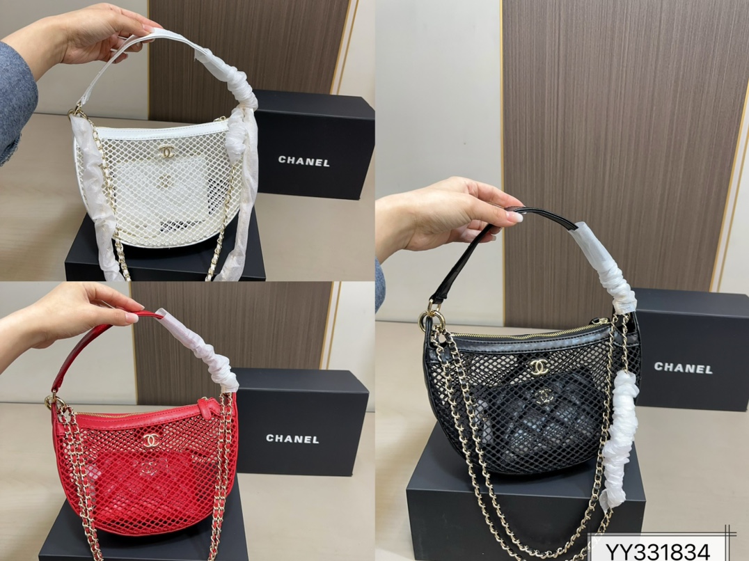 CHANEL 25s skeletonized mesh Moon bag