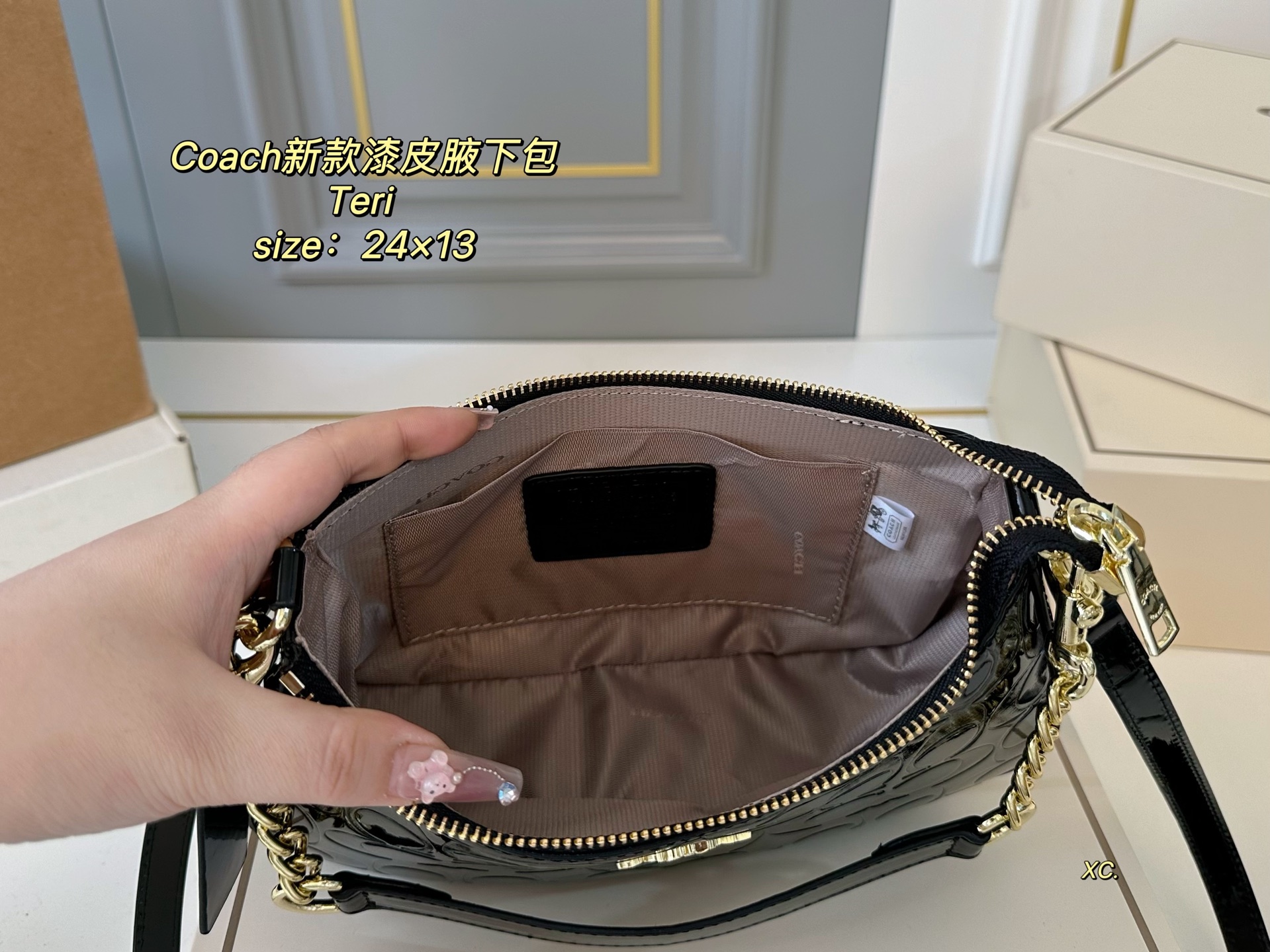 COACH Teri patent leather underarm bag