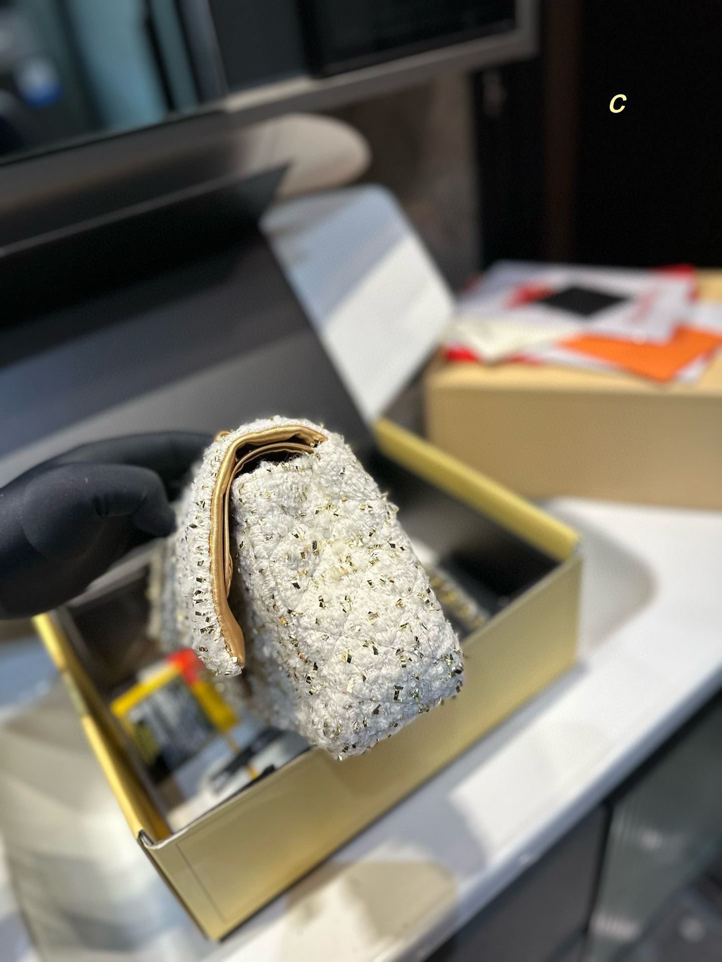 Chanel woolen CF bag