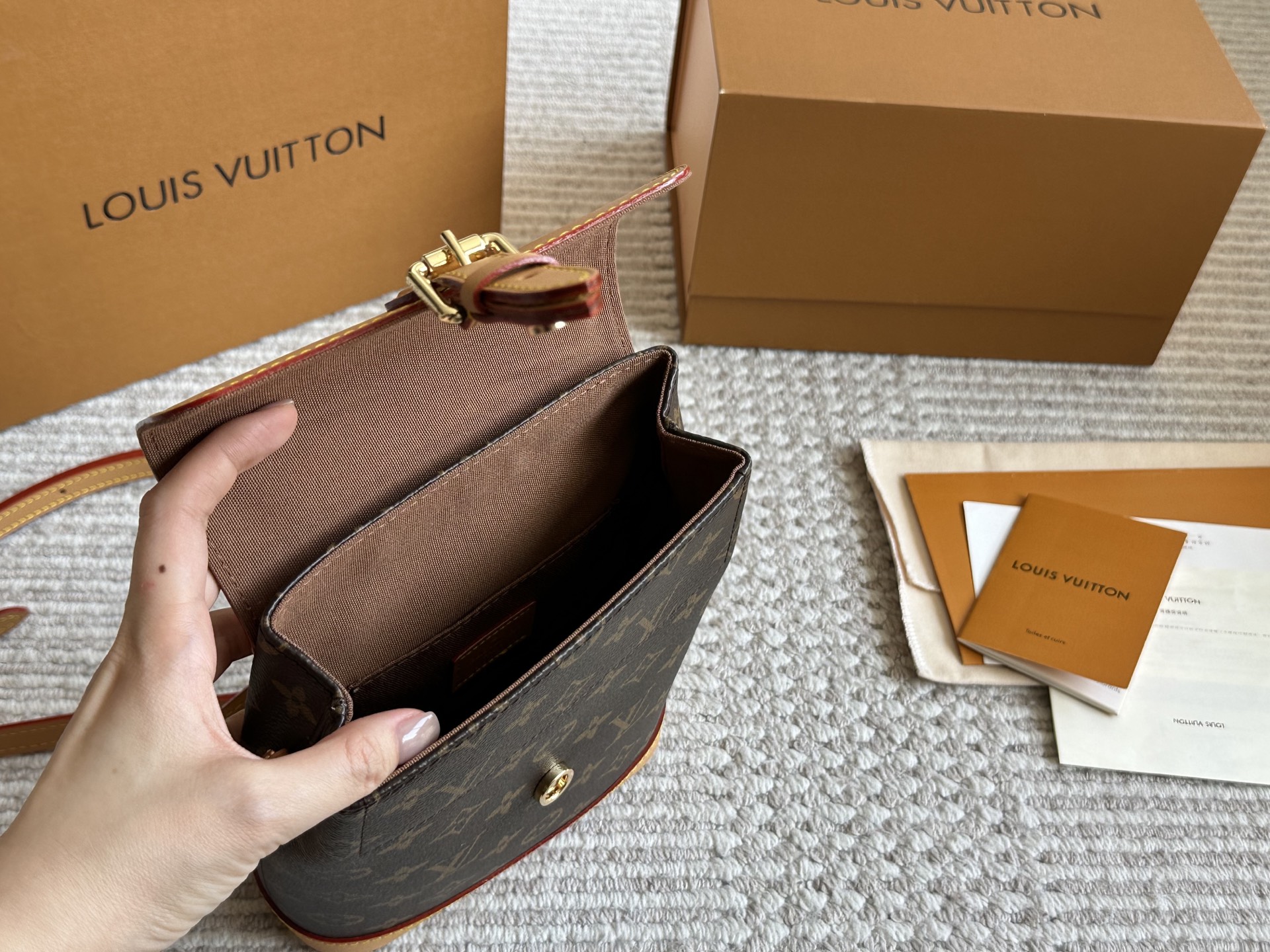 LV monogram shoulder crossbody backpack