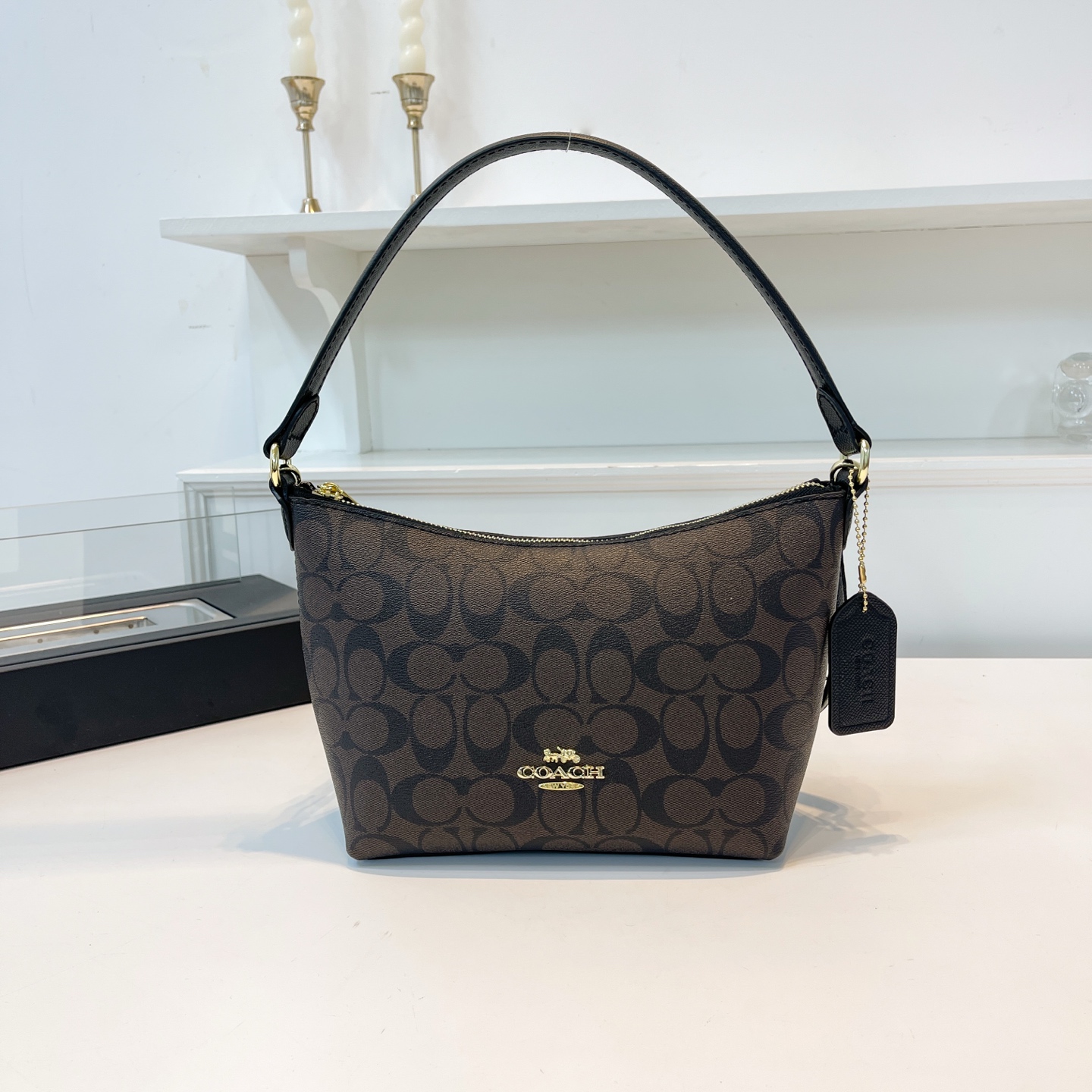 Coach Crescent Underarm Bag Crossbody Handbag Presbyopic Zipper Women's Bag