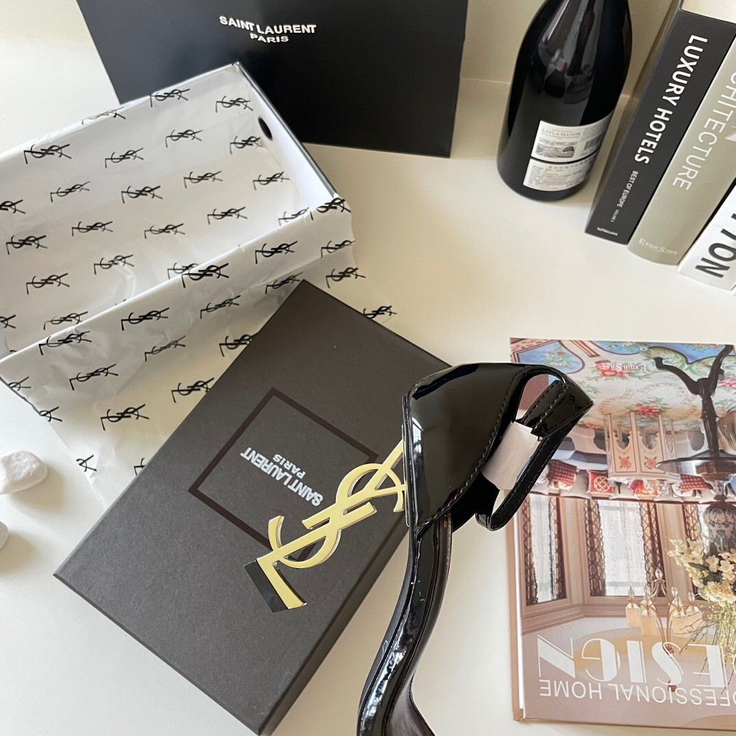 YSL lettering high heels