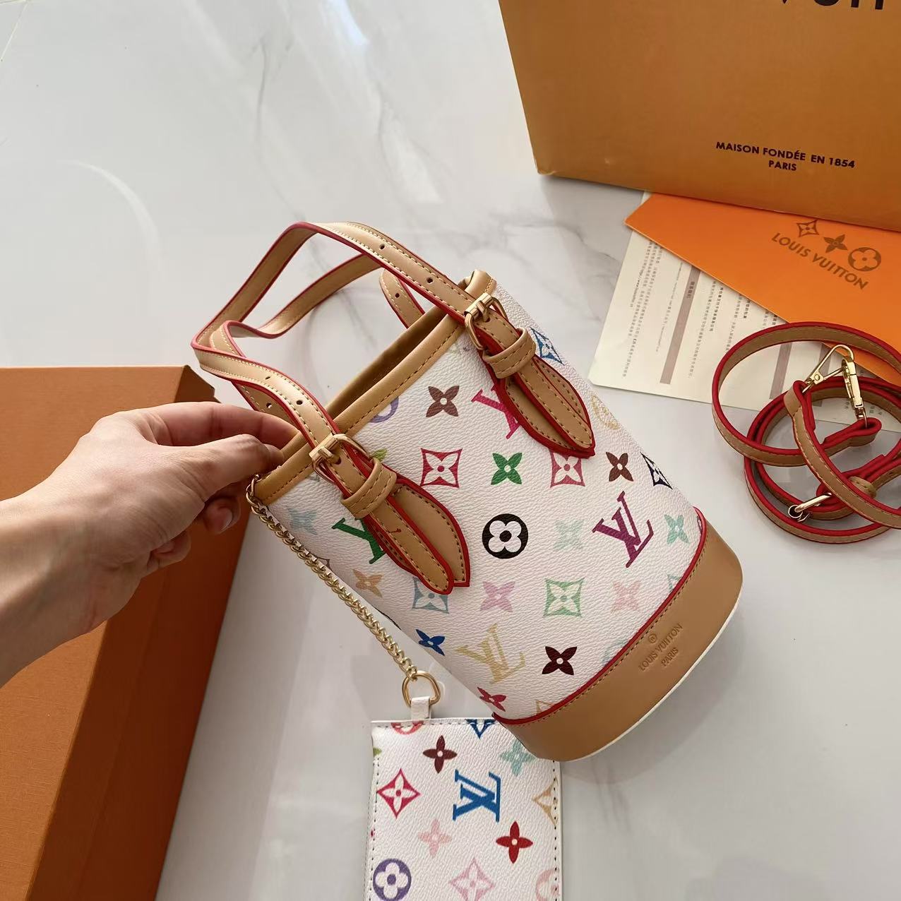 Louis Vuitton women's bag bucket bag shoulder bag luxury crossbody bag