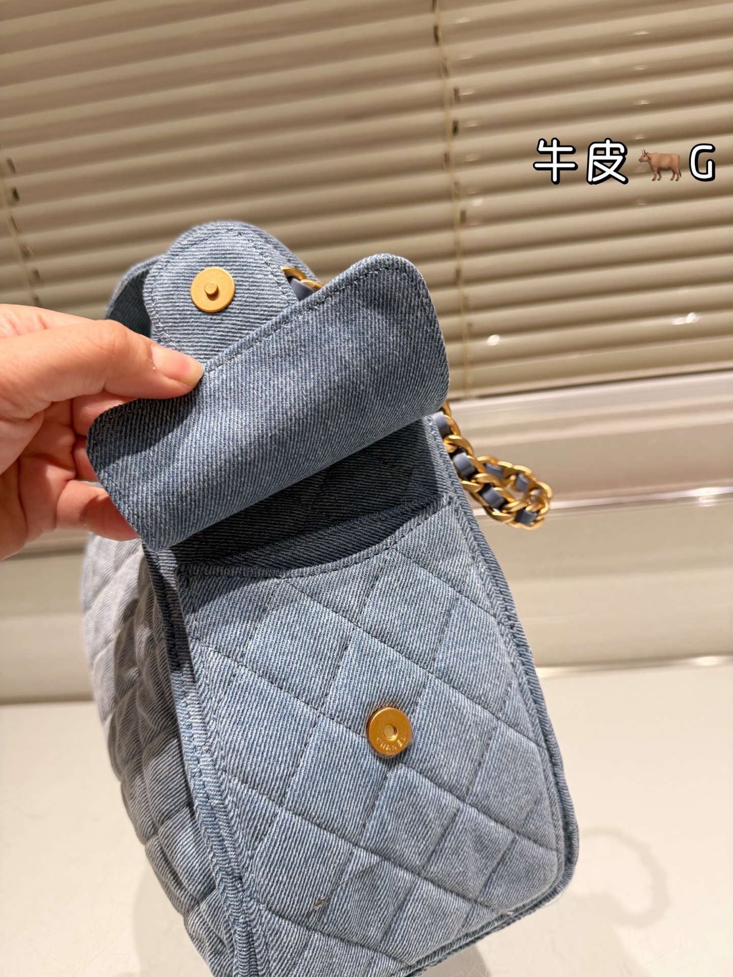 Chanel 25s small light blue denim hobo bag