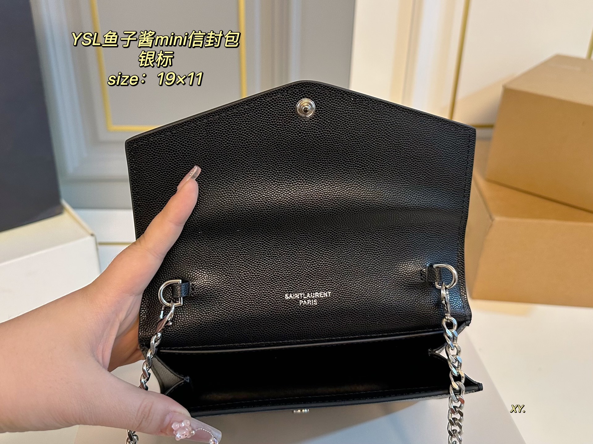 YSL caviar mini envelope bag