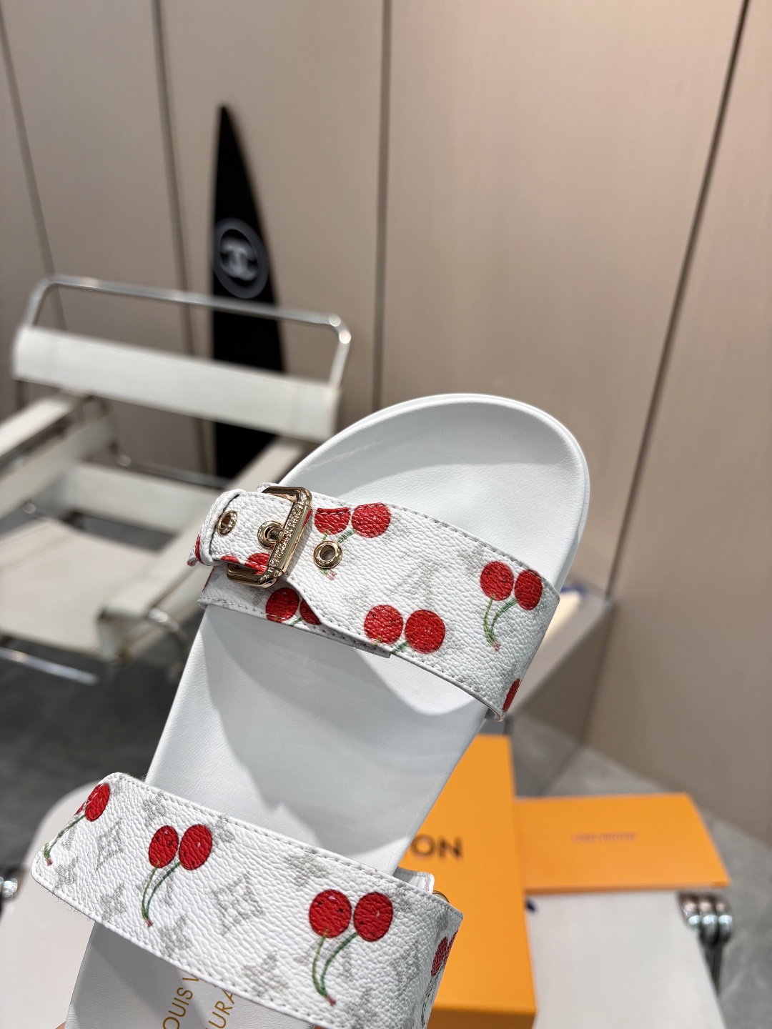 LV cherry slippers
