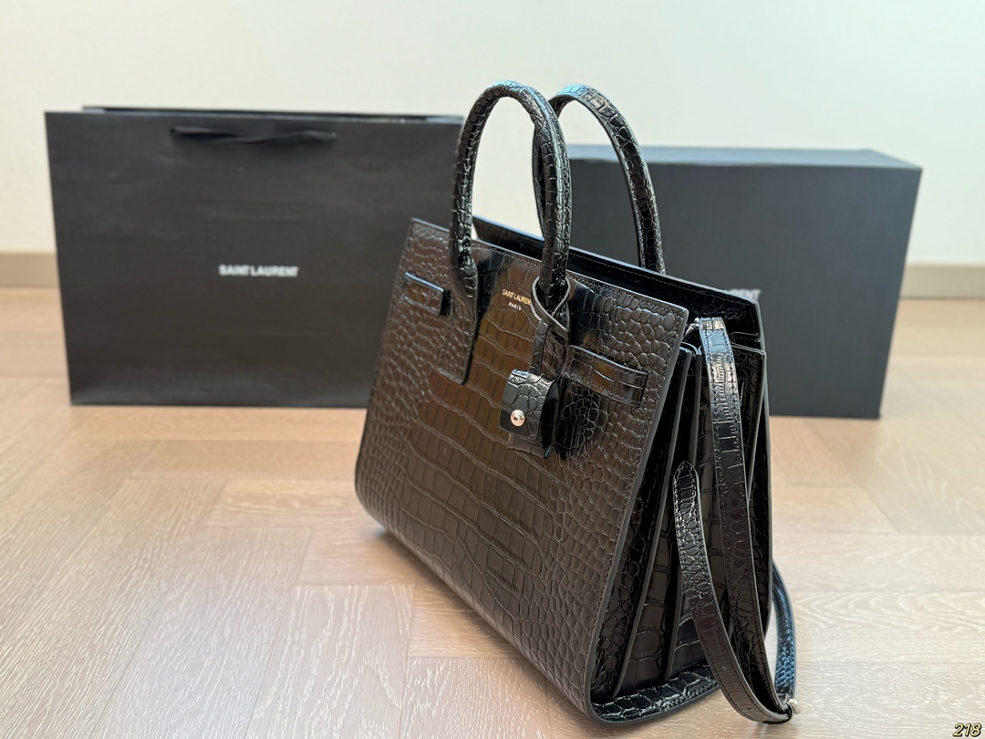 YSL crocodile print organ bag