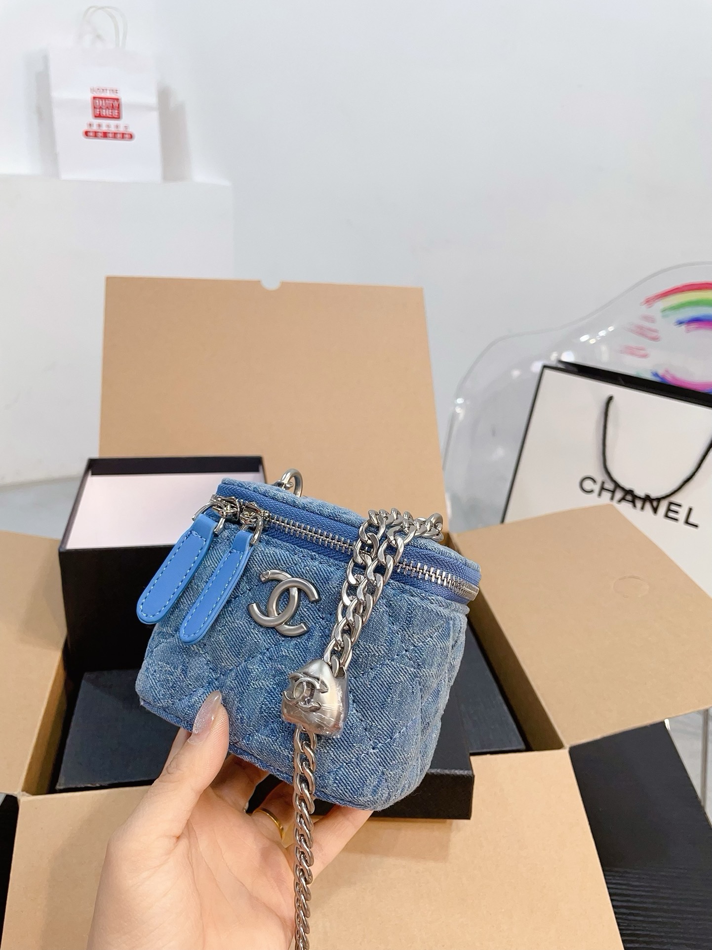 Chanel denim heart ball bag